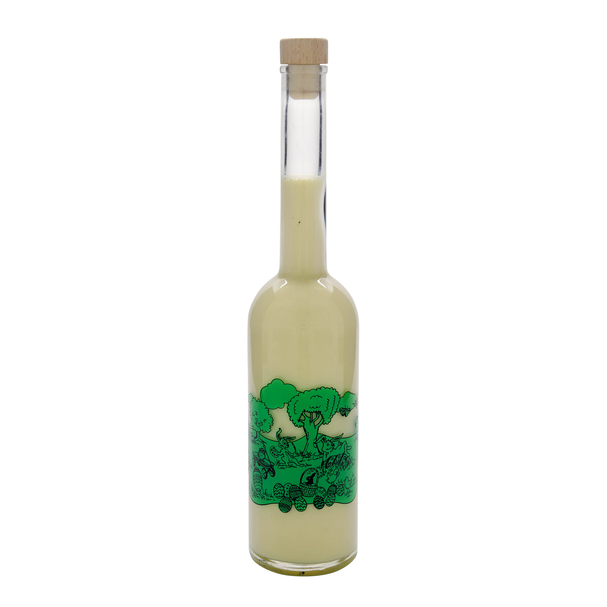 Bouteille en verre 500 ml 'Opera', motif : joyeuses Pâques, bouchage: bouchon Bouteille en verre 500 ml 'Opera', motif : joyeuses Pâques, bouchage: bouchon