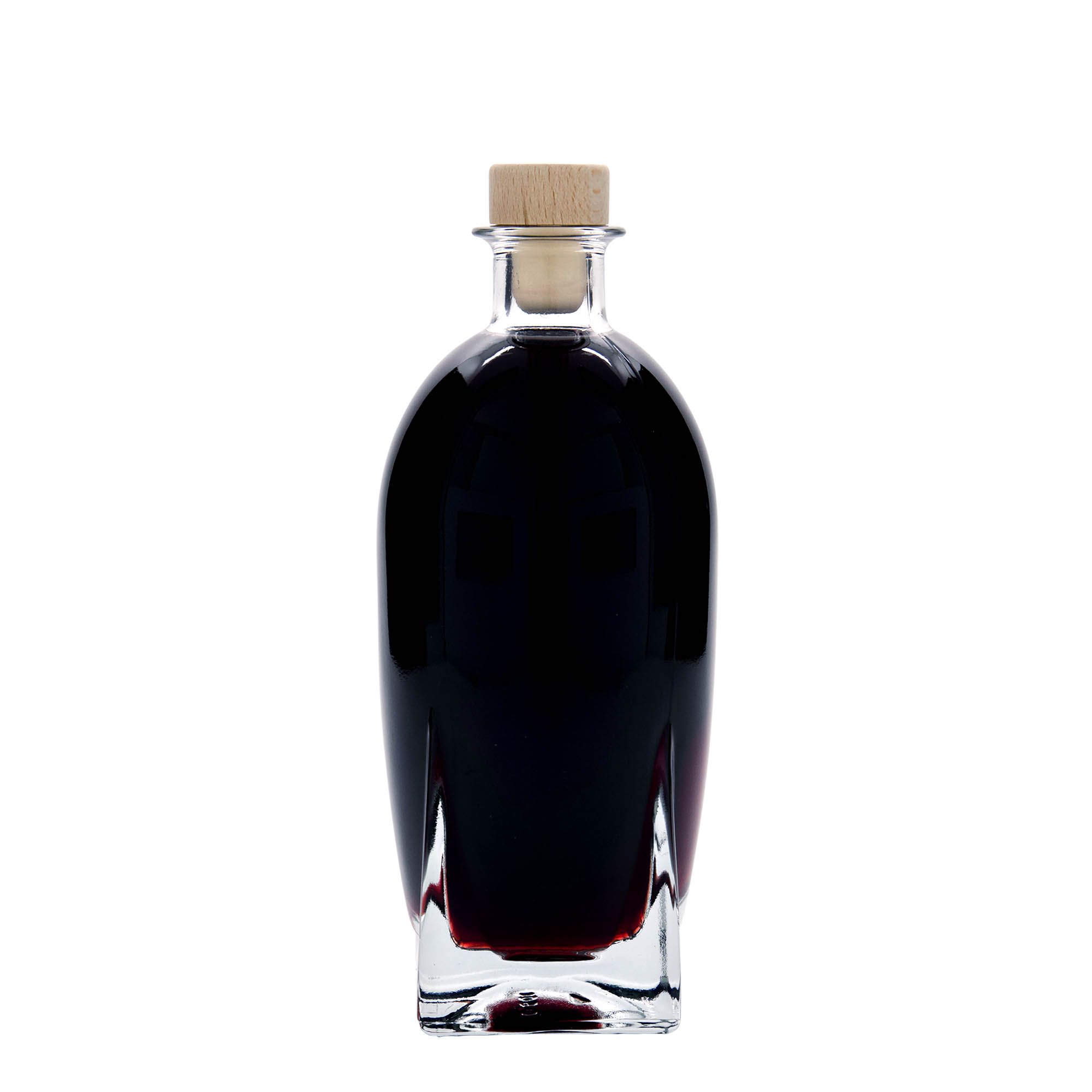 Glazen fles 'Golf', 500 ml, vierkant, monding: kurk Glazen fles 'Golf', 500 ml, vierkant, monding: kurk