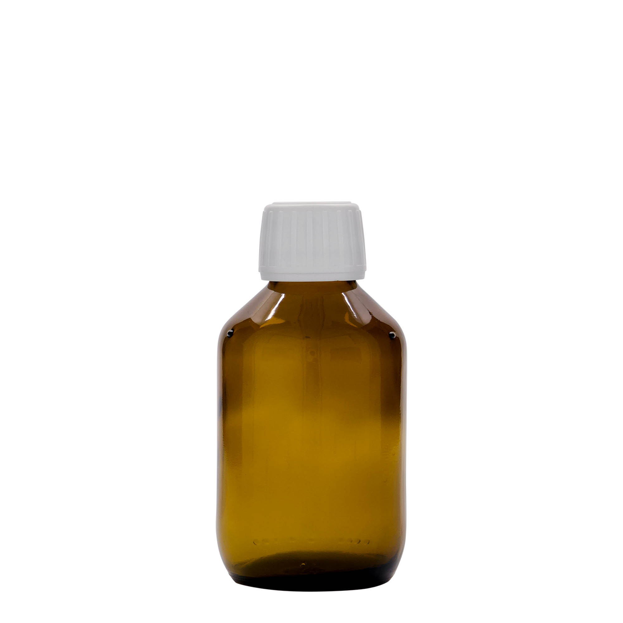Flacon pharmaceutique 150 ml, brun, verre, bouchage: PP 28 Flacon pharmaceutique 150 ml, brun, verre, bouchage: PP 28