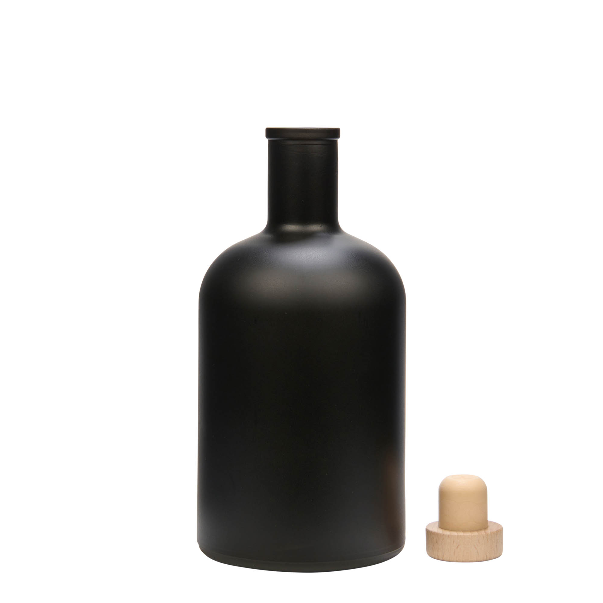 Glazen fles 'Gerardino', 700 ml, zwart, monding: kurk