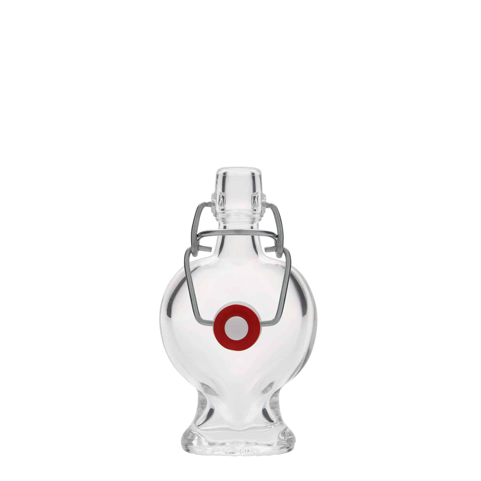 Glazen fles 'Hart', 40 ml,monding: beugelsluiting Glazen fles 'Hart', 40 ml,monding: beugelsluiting