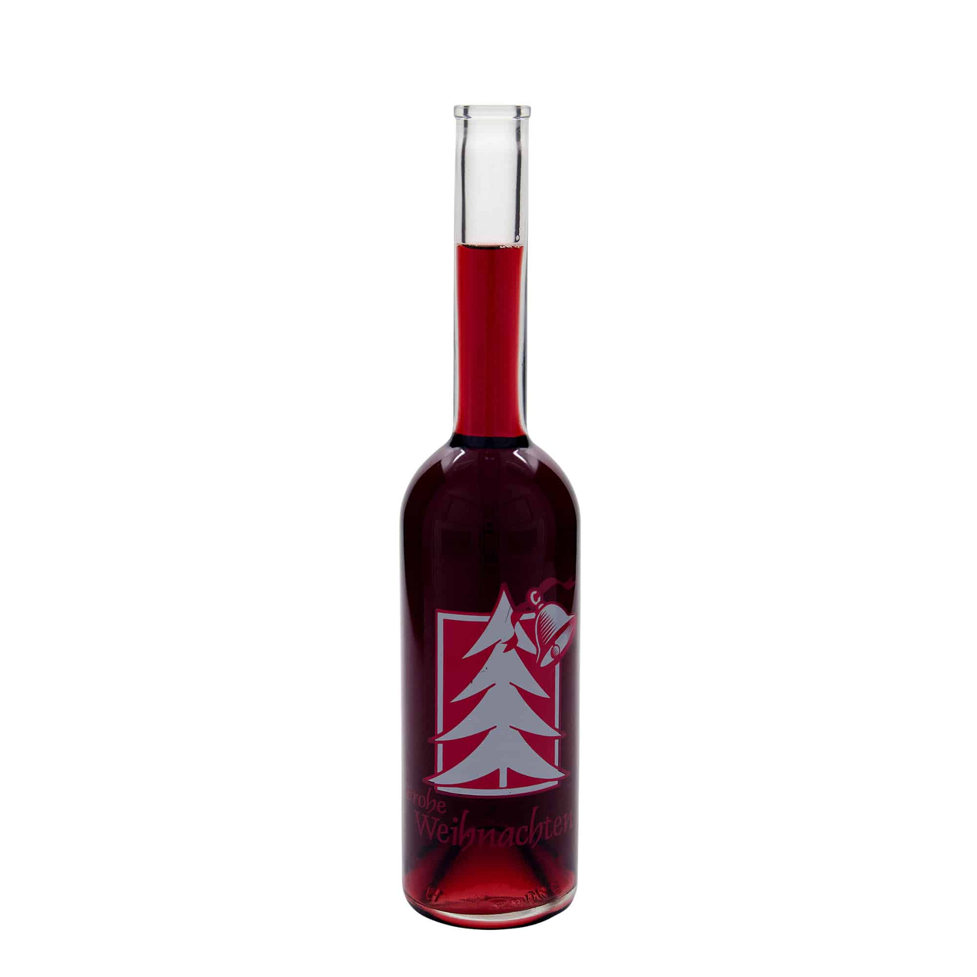 Glazen fles 'Opera', 500 ml, motief: Kerstgroet, monding: kurk Glazen fles 'Opera', 500 ml, motief: Kerstgroet, monding: kurk