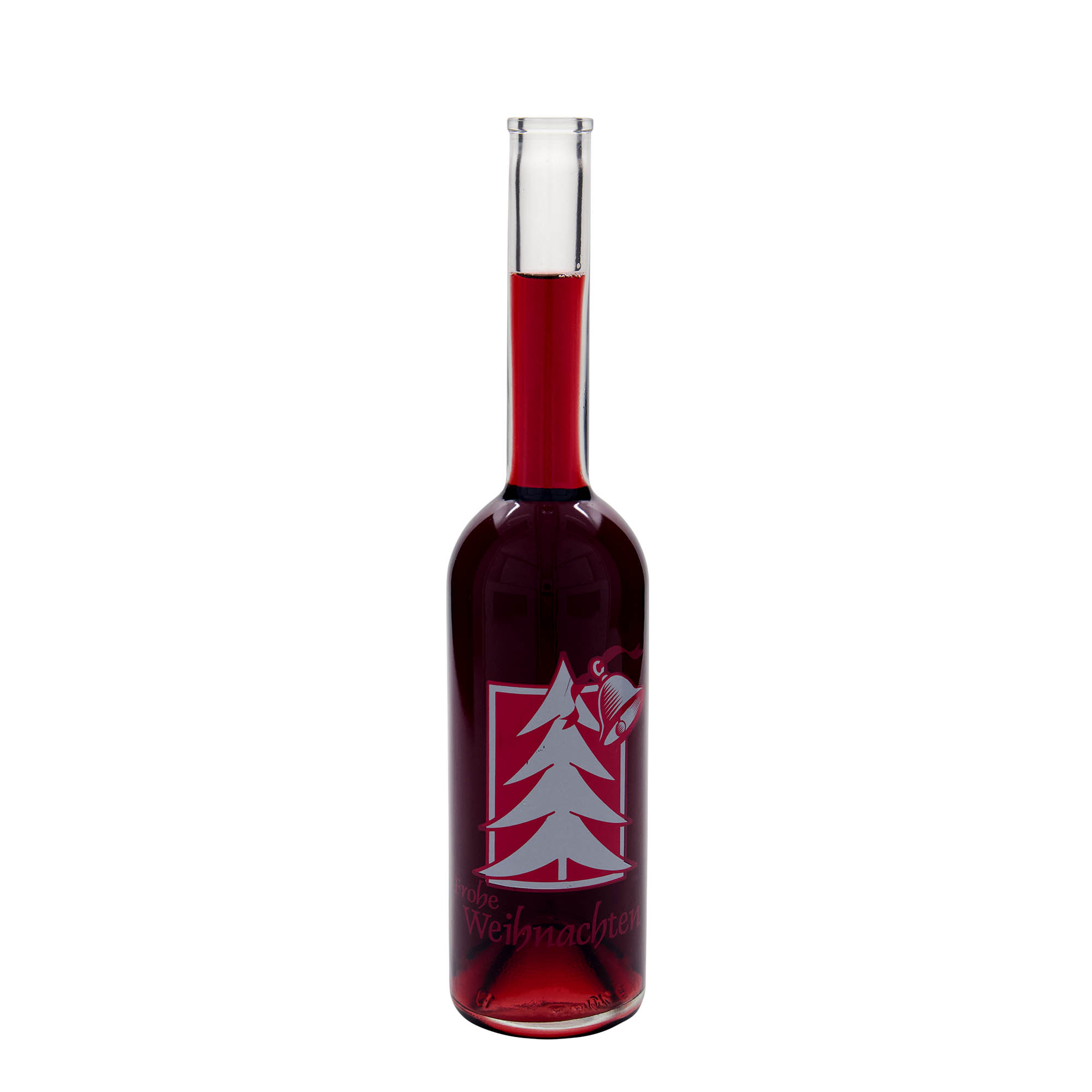 Bouteille en verre 500 ml 'Opera', motif : vœux de Noël, bouchage: bouchon Bouteille en verre 500 ml 'Opera', motif : vœux de Noël, bouchage: bouchon