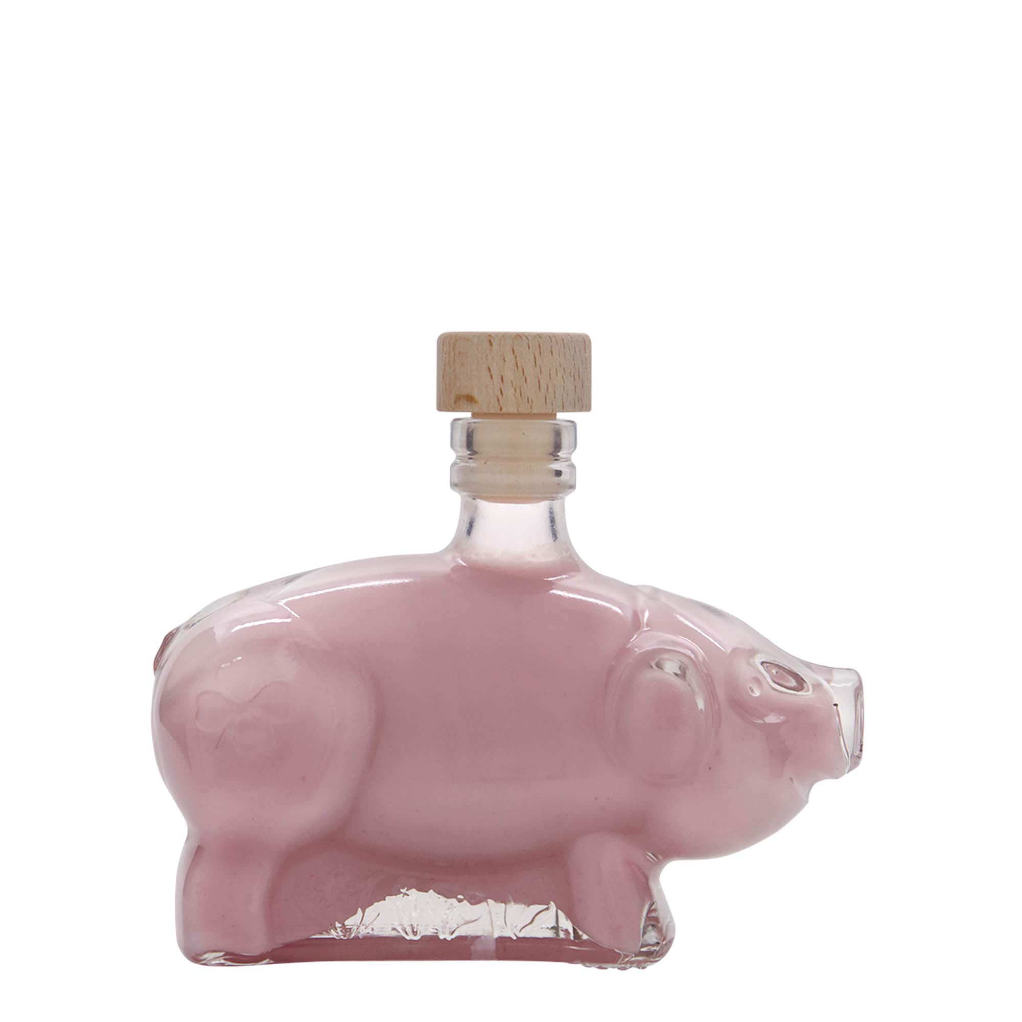 Glazen fles 'Biggetje', 200 ml, monding: kurk