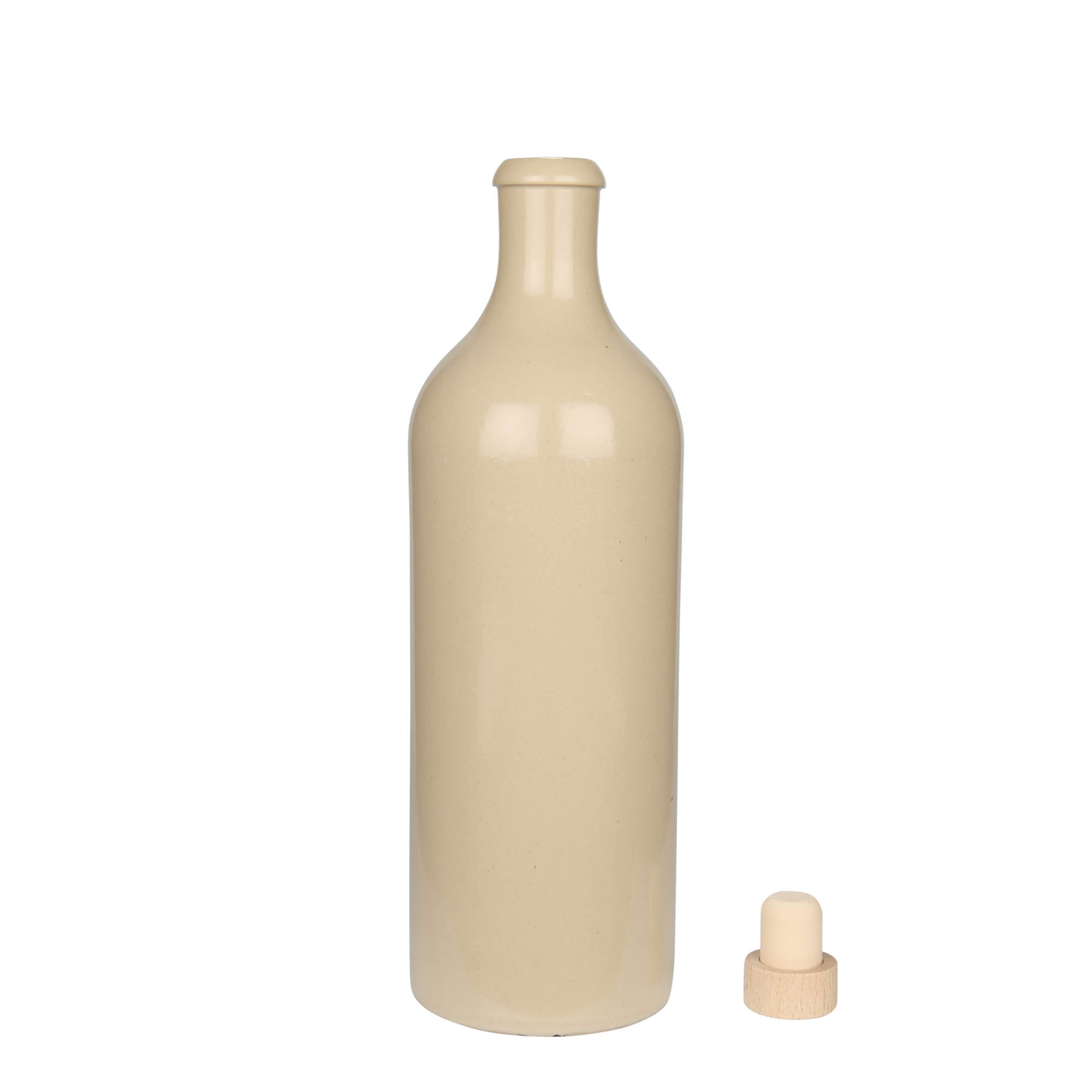 Keramische kruik, 750 ml, steengoed, beige, monding: kurk