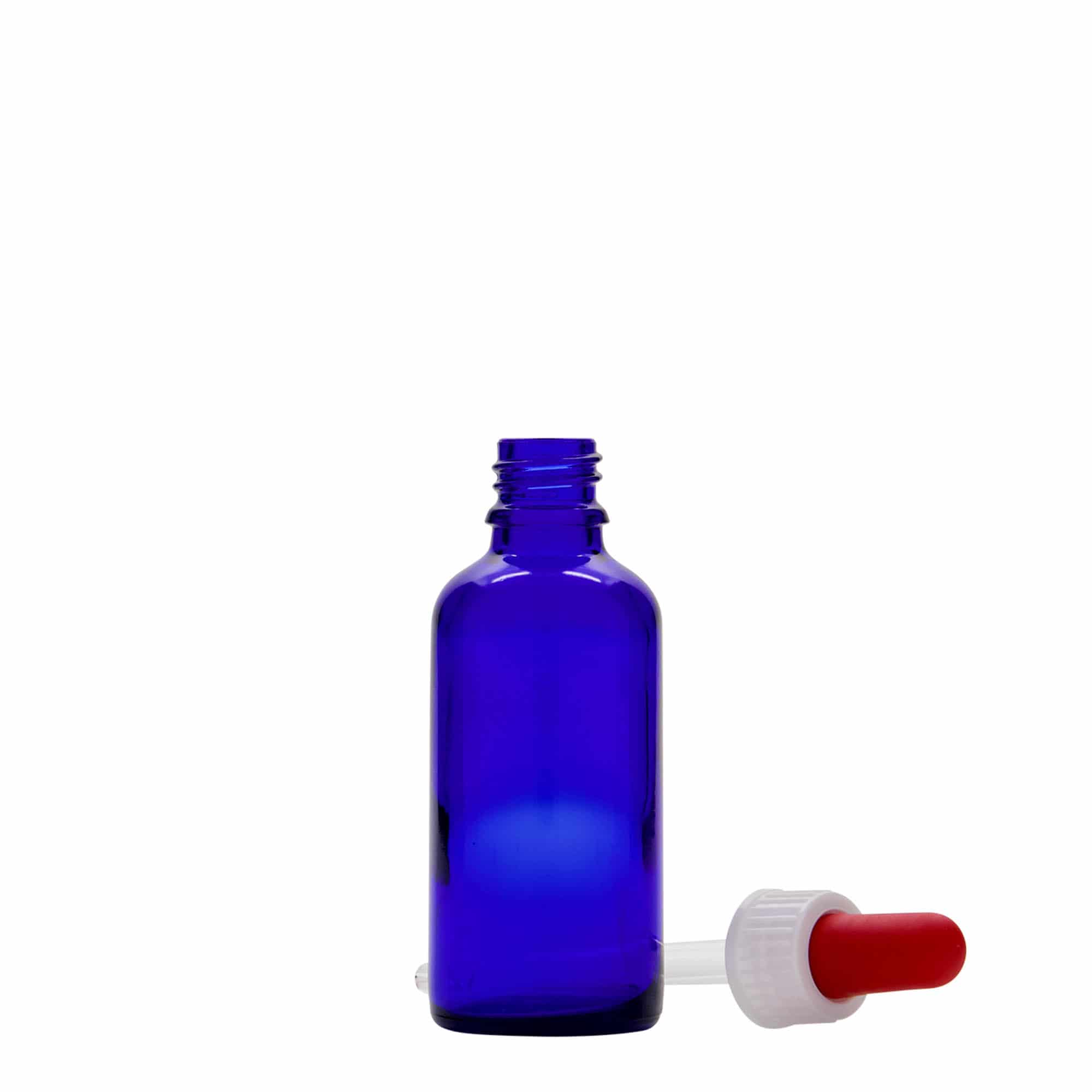 Flacon compte-gouttes médical 50 ml, verre, bleu roi-rouge, bouchage: DIN 18 Flacon compte-gouttes médical 50 ml, verre, bleu roi-rouge, bouchage: DIN 18