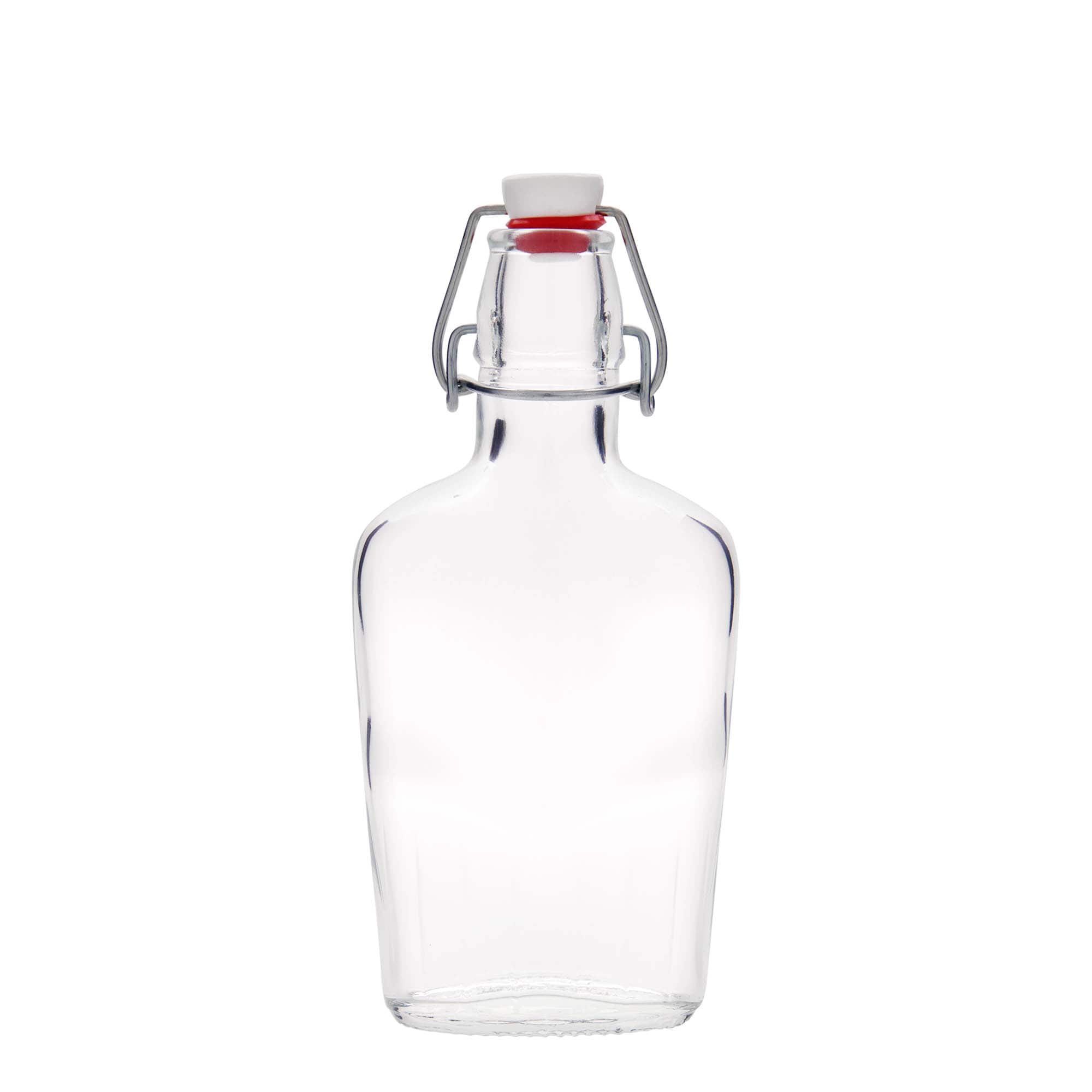 Glazen fles 'Fiaschetta', 250 ml, ovaal, monding: beugelsluiting Glazen fles 'Fiaschetta', 250 ml, ovaal, monding: beugelsluiting