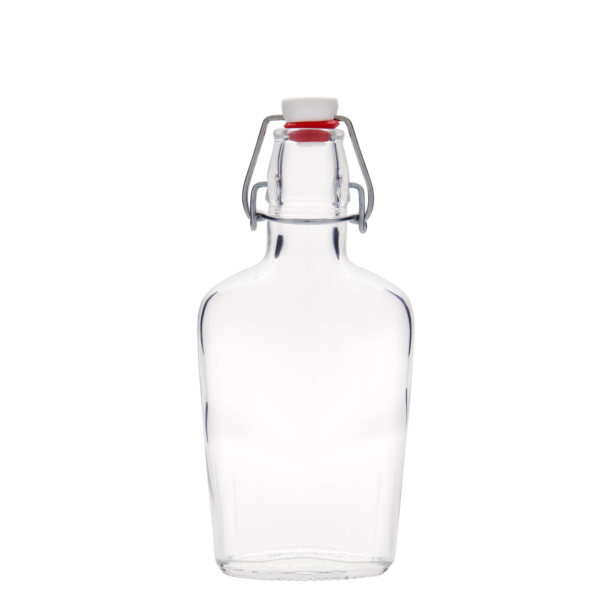 Glazen fles 'Fiaschetta', 250 ml, ovaal, monding: beugelsluiting Glazen fles 'Fiaschetta', 250 ml, ovaal, monding: beugelsluiting