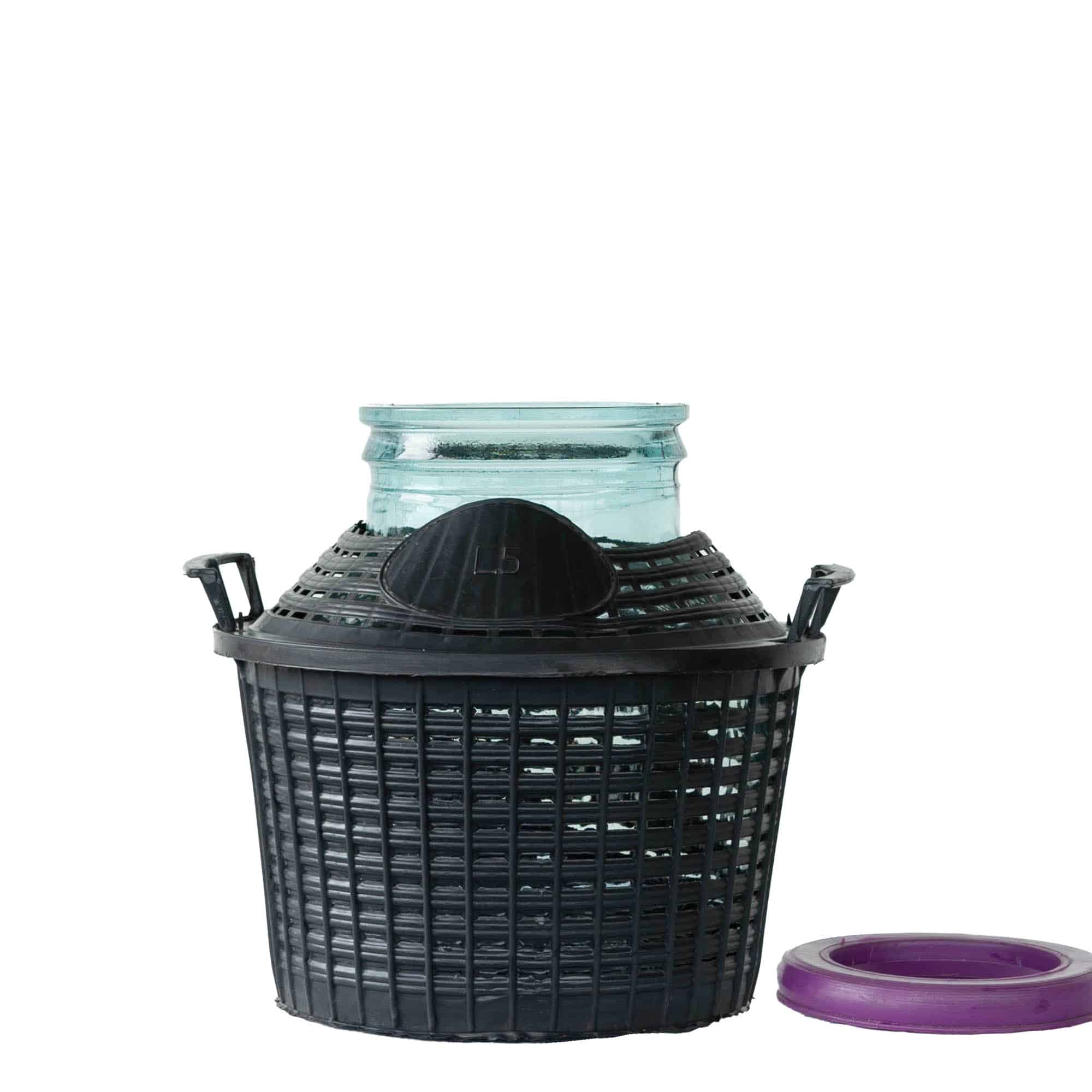 Ballonfles brede hals, 5 l, glas, monding: stulpdeksel