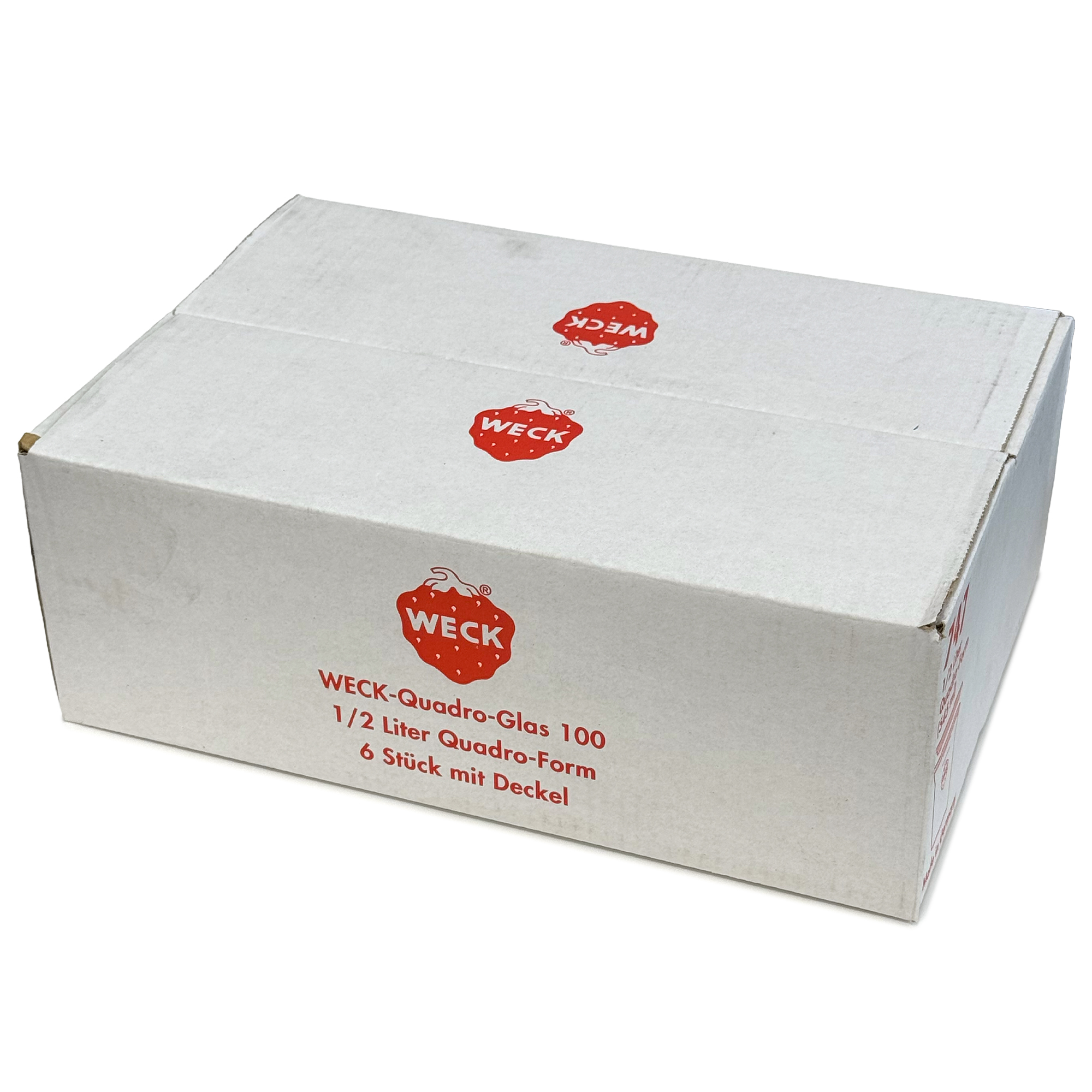 6x 545 ml WECK-Quadroglas met glazen deksel RR 100