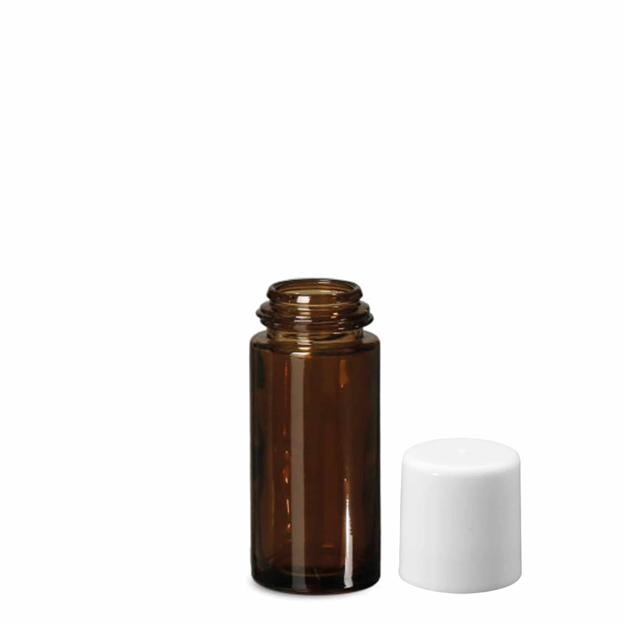 50 ml roll-on fles, glas, bruin, opening: schroefdop