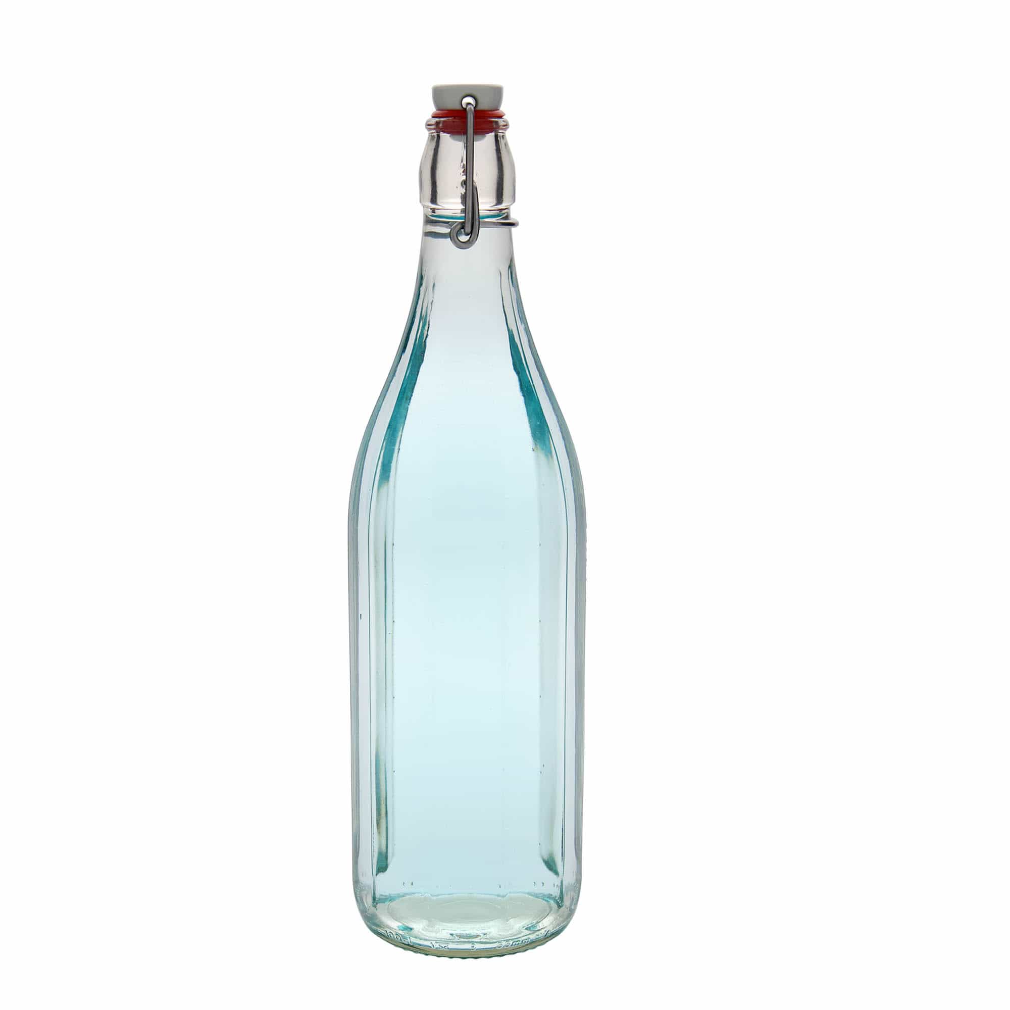 Bouteille en verre 1 000 ml 'Bravo', décagonale, bouchage: bouchon mécanique