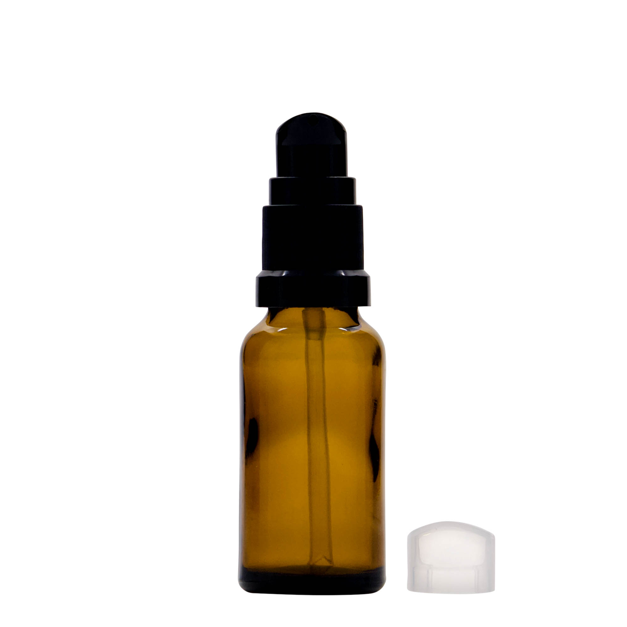 Flacon pharmaceutique 20 ml avec pompe de lotion, verre, brun, bouchage: DIN 18 Flacon pharmaceutique 20 ml avec pompe de lotion, verre, brun, bouchage: DIN 18