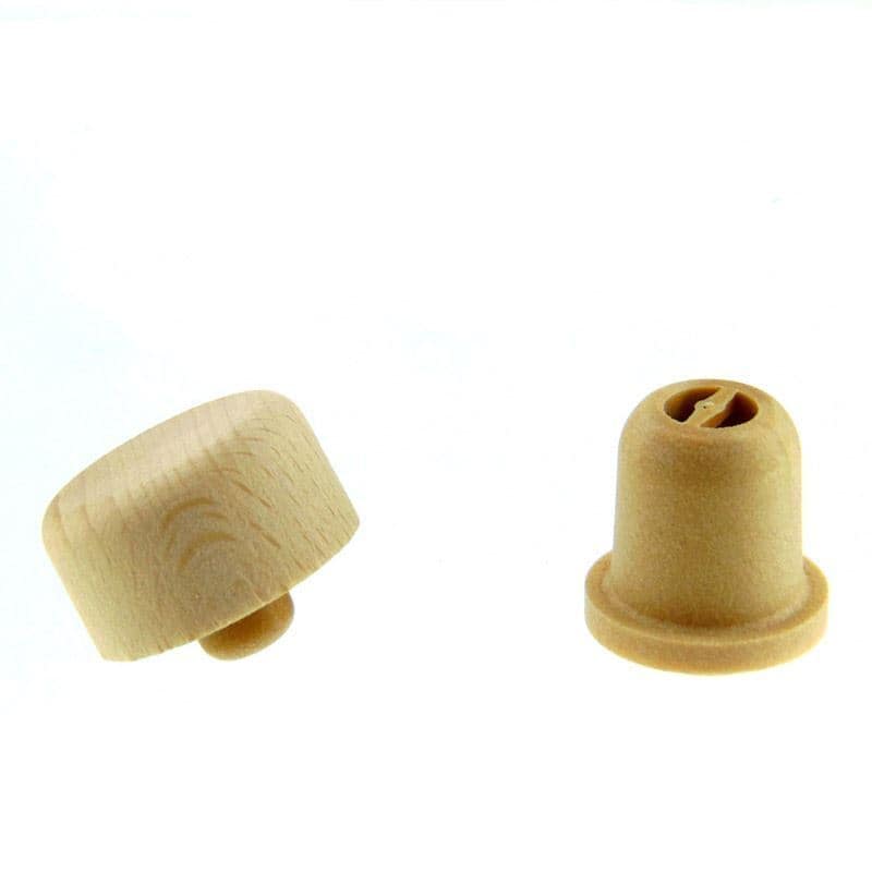 Bouchon à poignée avec ouverture de dosage 19 mm, plastique-bois, multicolore, pour bouchage: bouchon