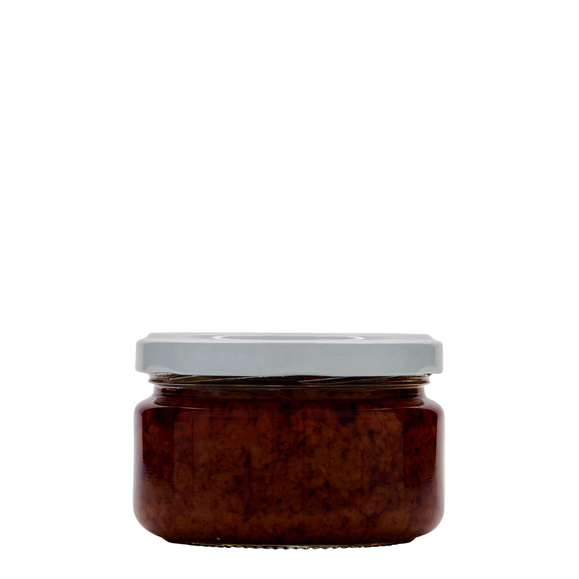 Vlakke ronde pot, 230 ml, monding: twist-off (TO 82) Vlakke ronde pot, 230 ml, monding: twist-off (TO 82)