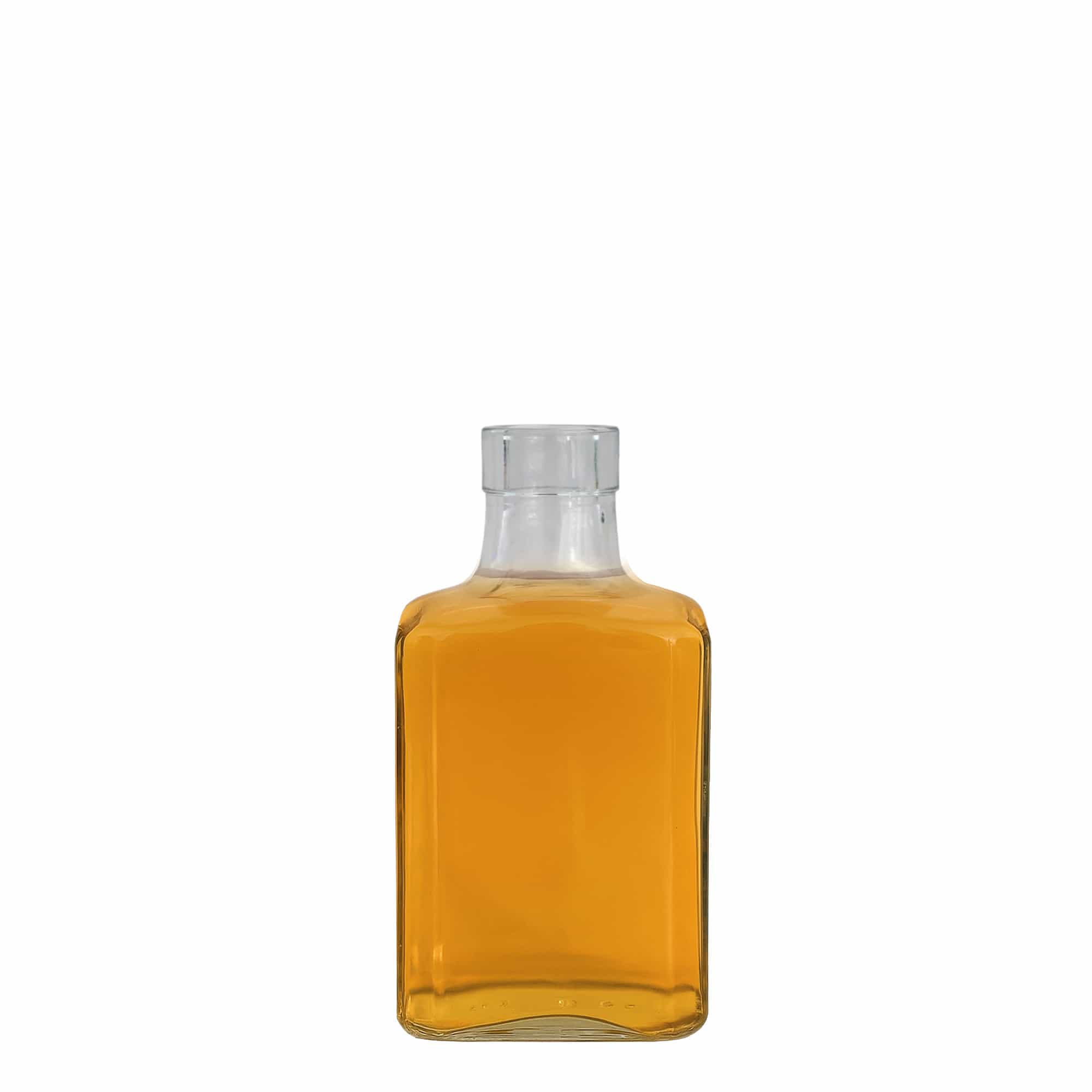 Bouteille en verre de 250 ml « Decanter Quadro à rebord supérieur », carrée, goulot : bouchon