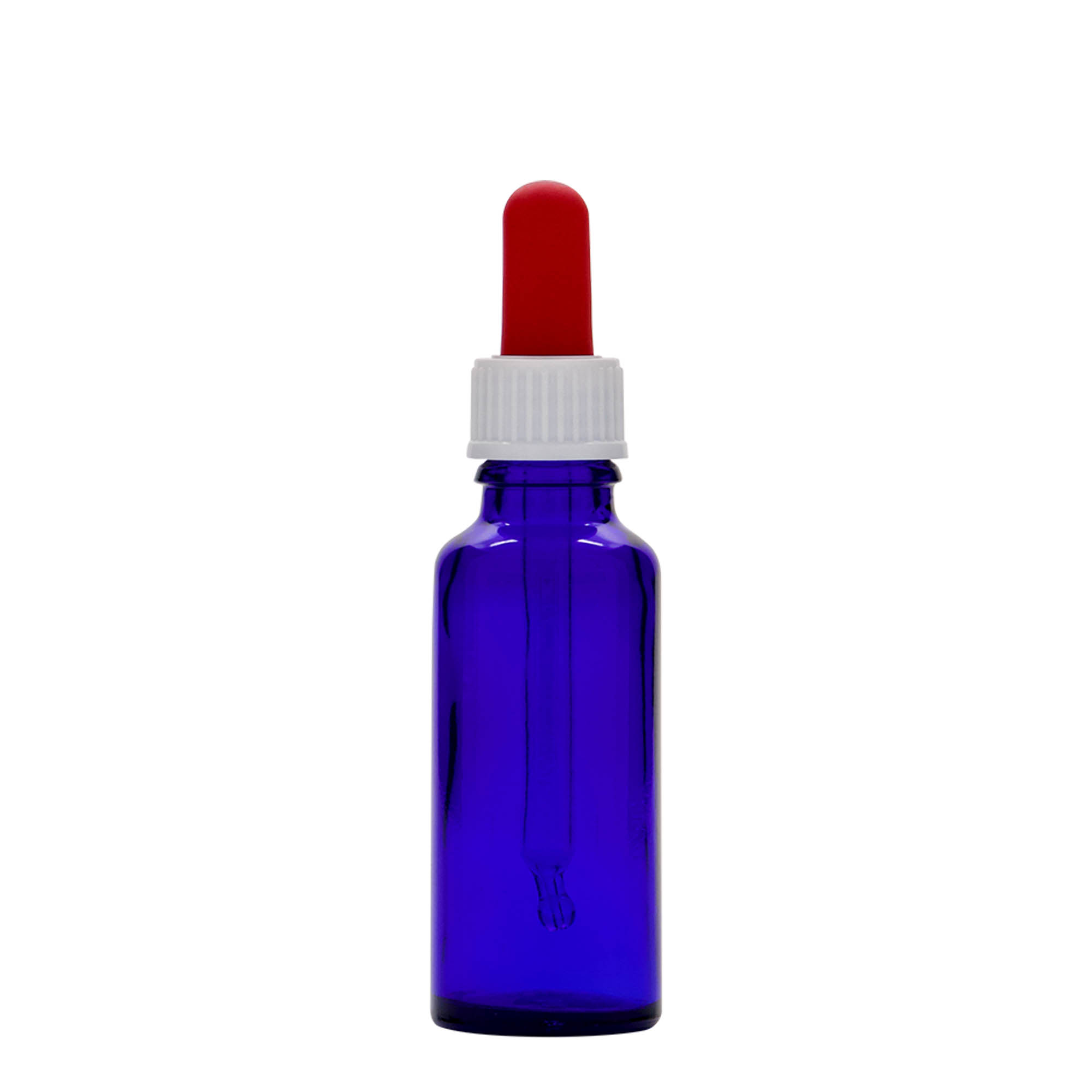 Pipetflesje medicijn, 30 ml, glas, koningsblauw-rood, monding: DIN 18
