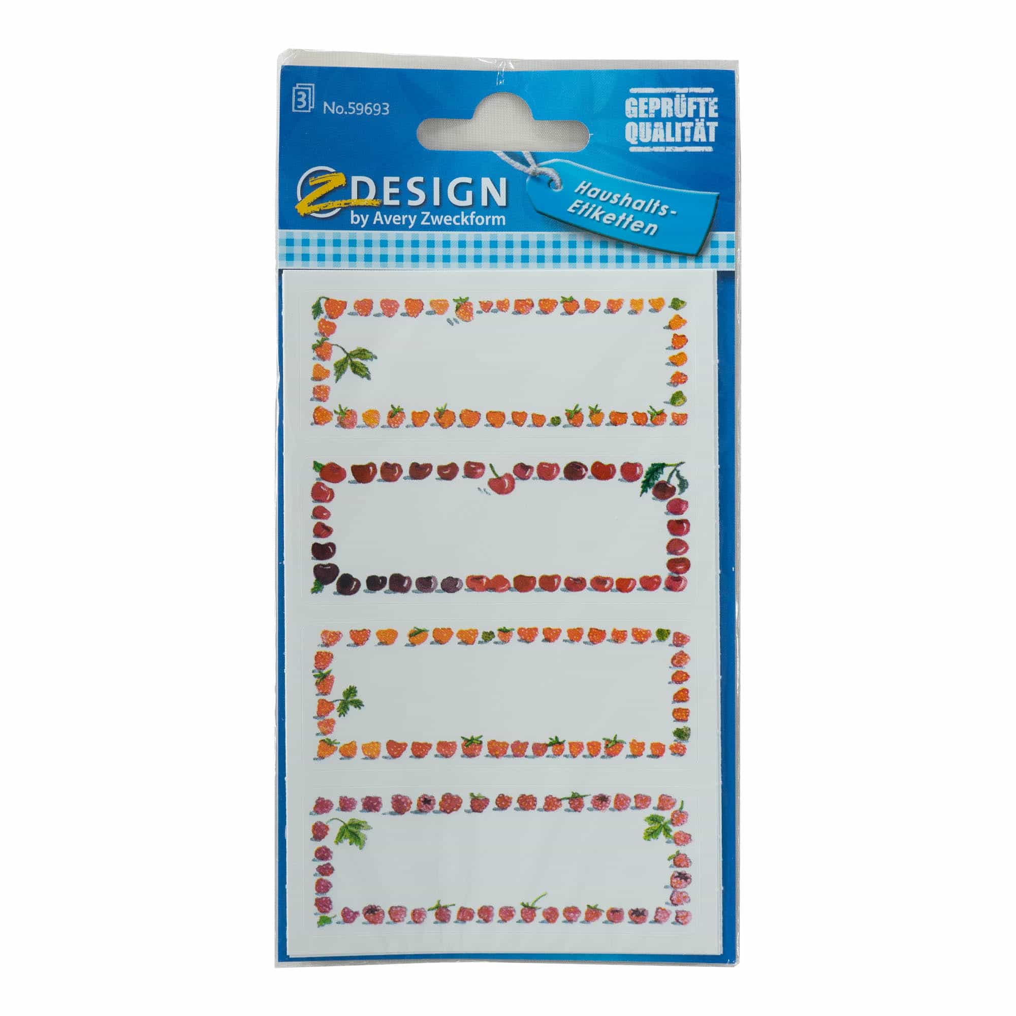 Zweckform etiketten 'Fruitrand', rechthoekig, papier, meerkleurig
