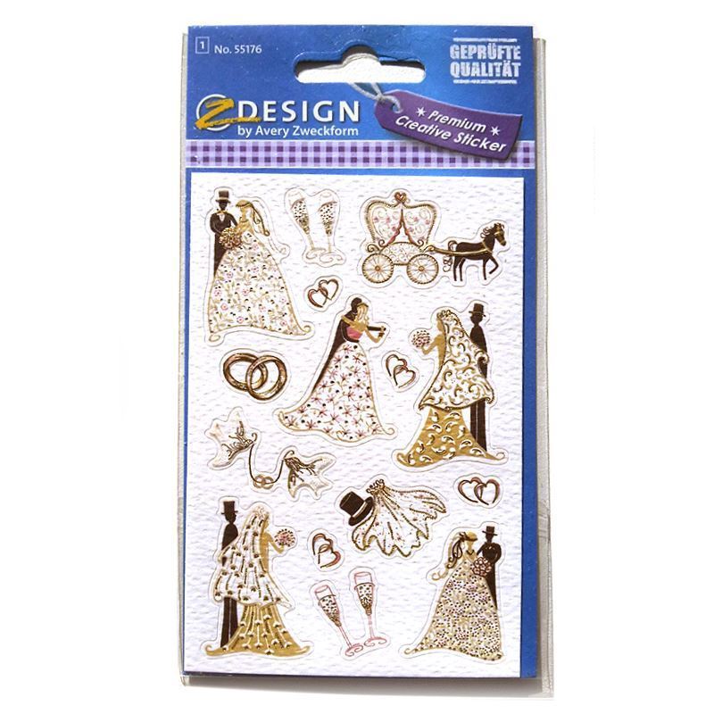 Sticker usage spécial 'Couple de mariés', papier, multicolore Sticker usage spécial 'Couple de mariés', papier, multicolore