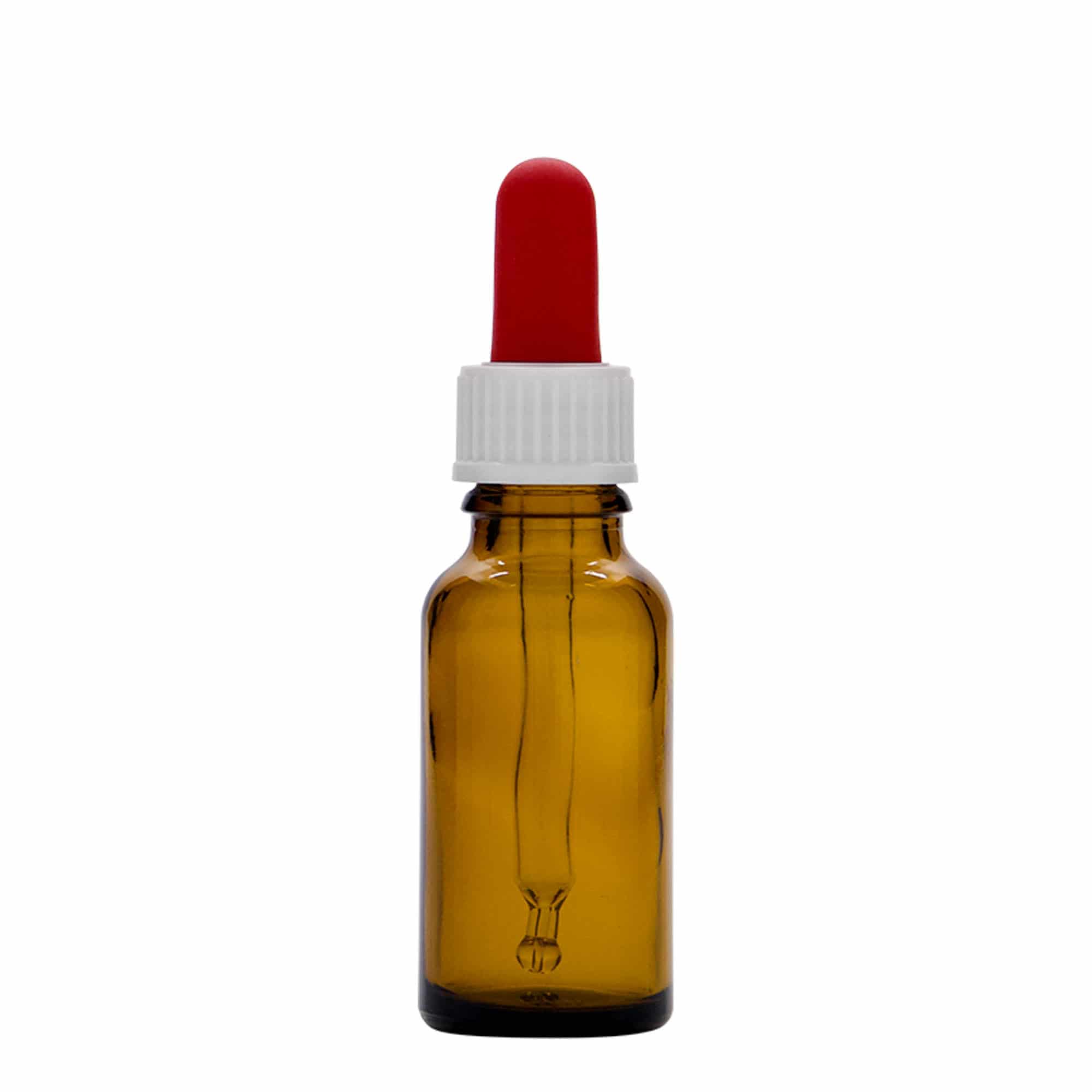 Flacon compte-gouttes médical 20 ml, verre, marron, bouchage: DIN 18