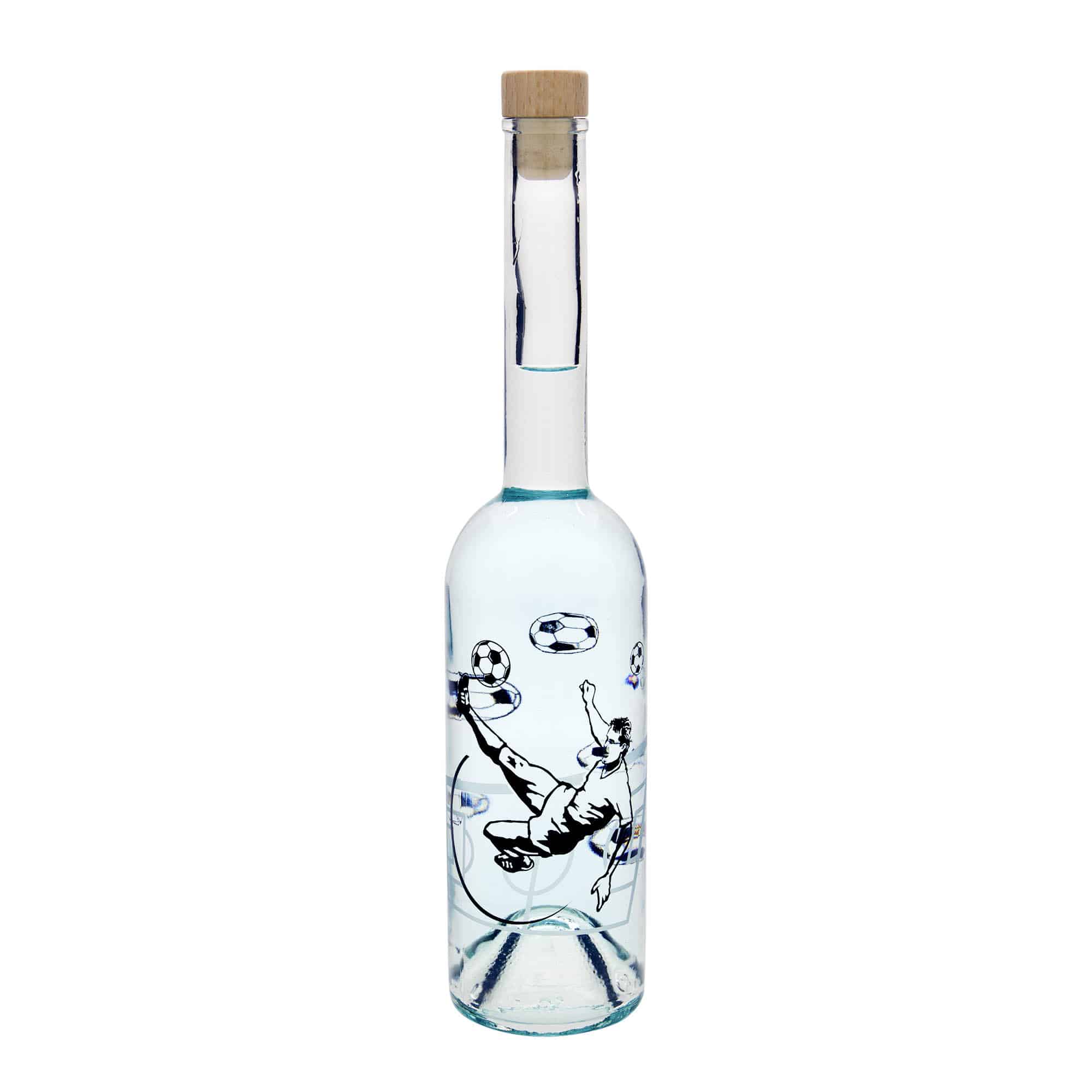 Bouteille en verre 500 ml 'Opera', motif : joueur de football, bouchage: bouchon