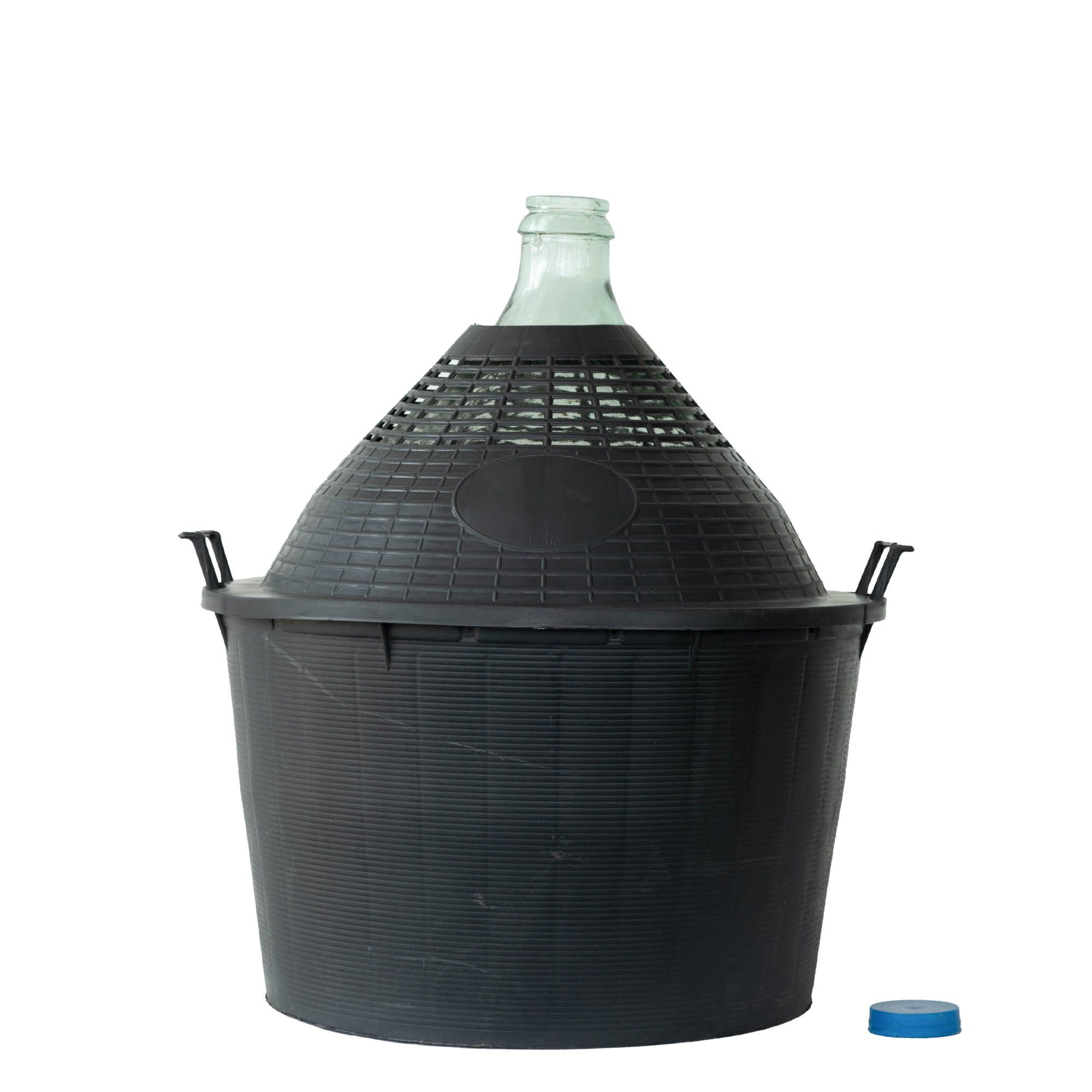 Ballonfles smalle hals, 34 l, glas, monding: stulpdeksel