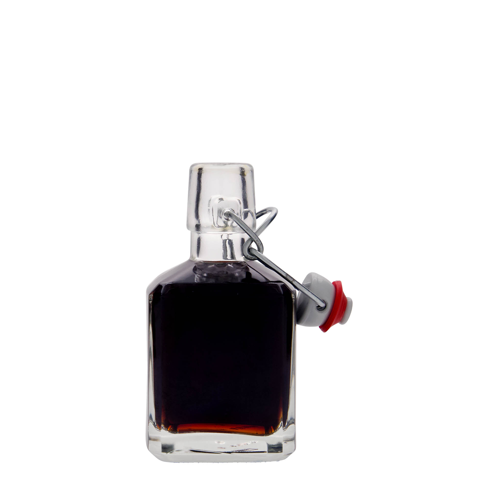 Glazen fles 'Kubica', 200 ml, vierkant, monding: beugelsluiting Glazen fles 'Kubica', 200 ml, vierkant, monding: beugelsluiting