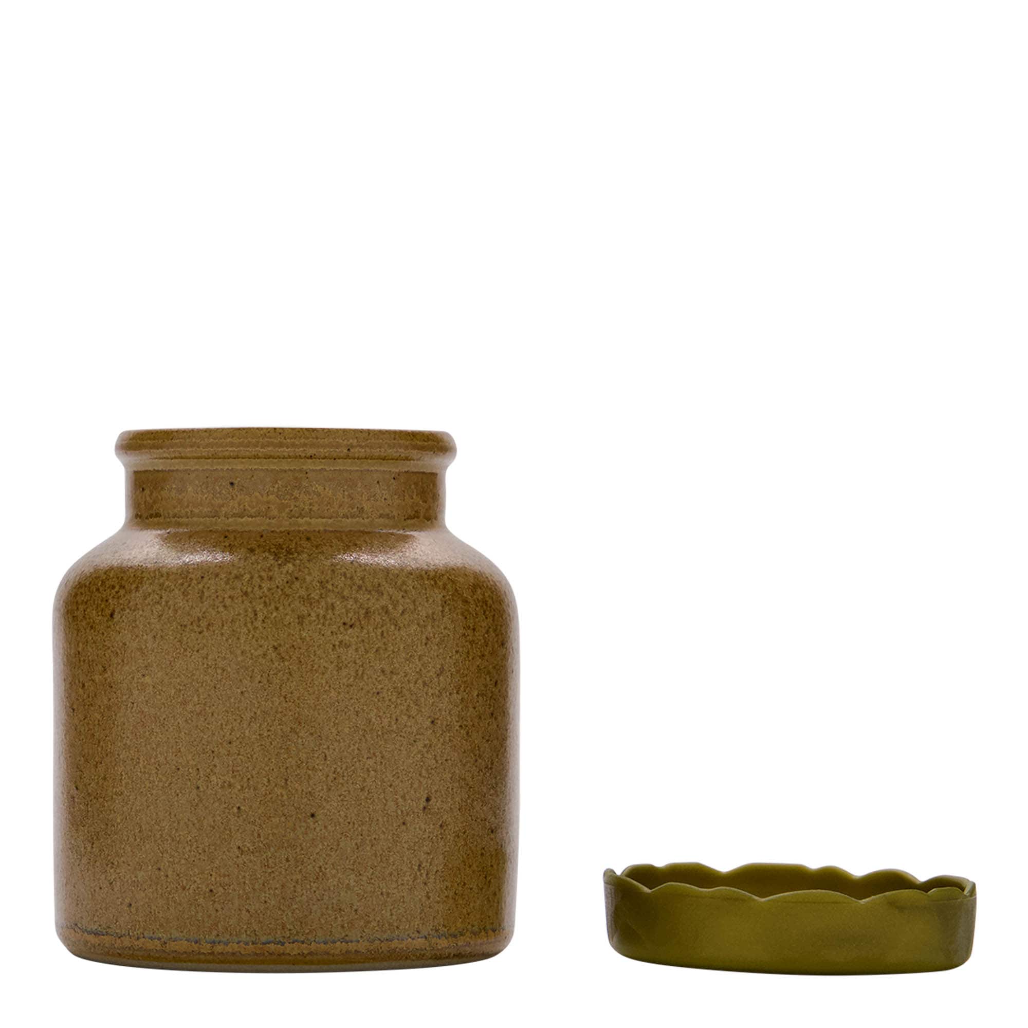 Pot en grès 270 ml, céramique, cristal brun, bouchage: couvercle cloche