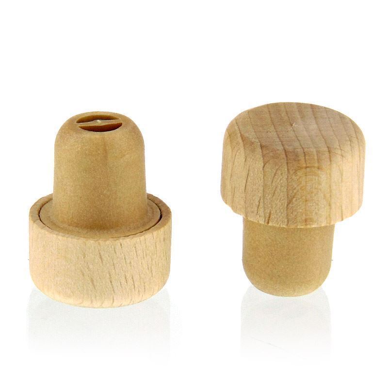 Bouchon à poignée avec ouverture de dosage 19 mm, plastique-bois, multicolore, pour bouchage: bouchon