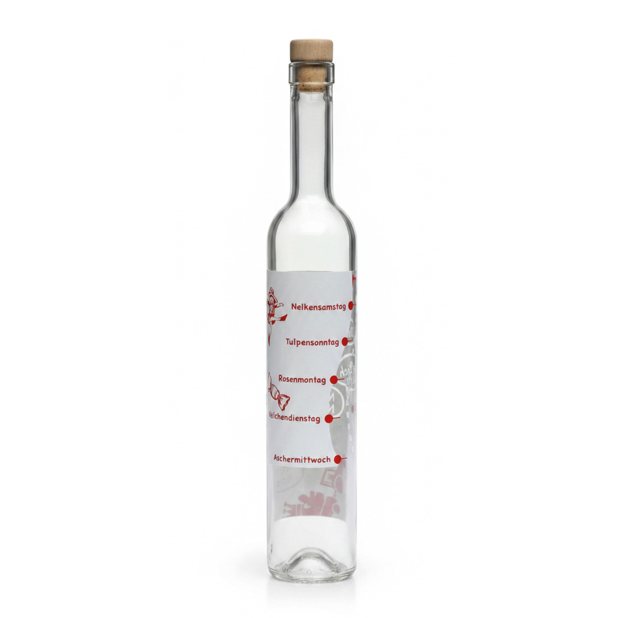 Bouteille en verre Maximo imprimée 500 ml 'Carnaval', bouchage: bouchon