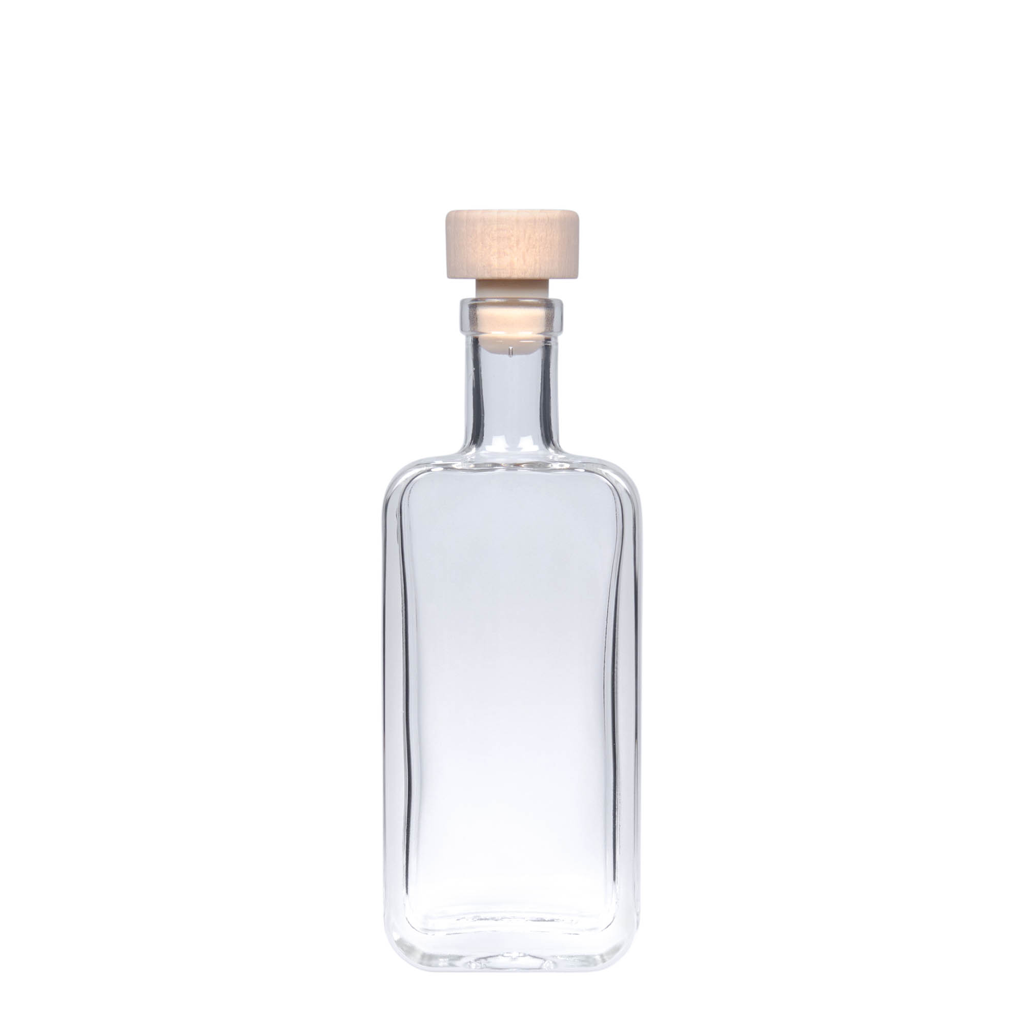 Glazen fles 'Nice', 100 ml, rechthoekig, monding: kurk