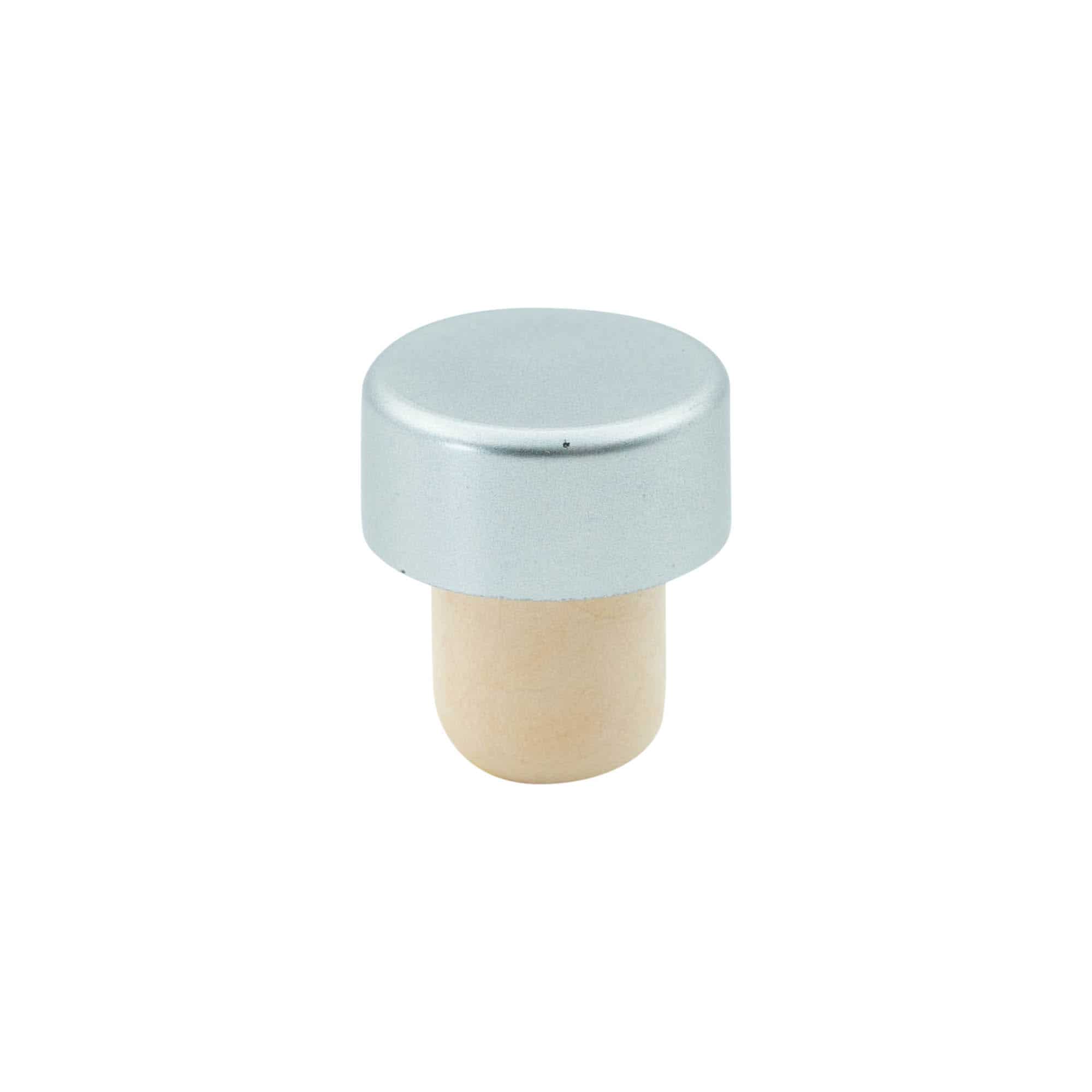 Bouchon à poignée 19 mm, plastique, argenté, pour bouchage: bouchon Bouchon à poignée 19 mm, plastique, argenté, pour bouchage: bouchon