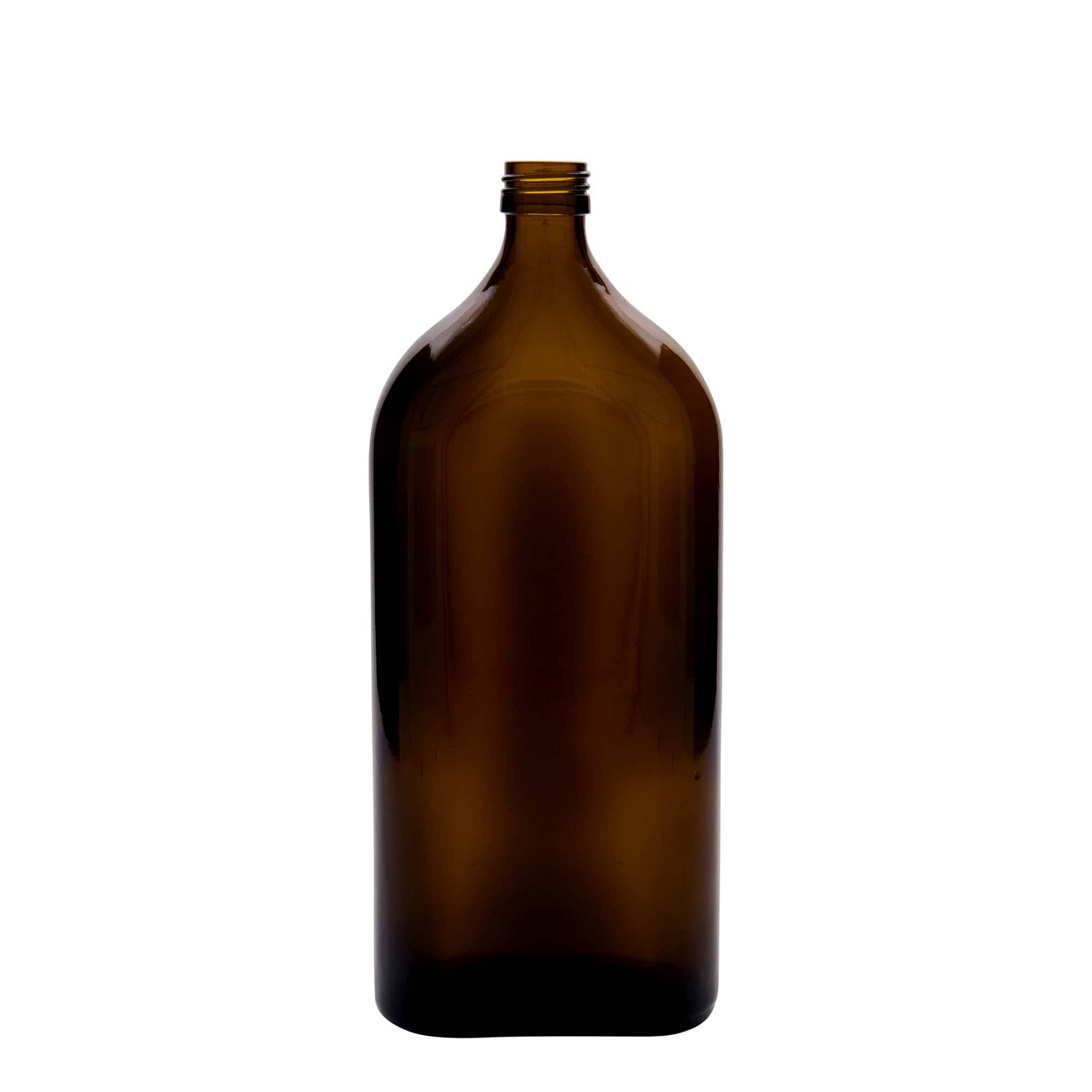 Medicijnfles Meplat, 1000 ml, ovaal, glas, bruin, monding: PP 28 Medicijnfles Meplat, 1000 ml, ovaal, glas, bruin, monding: PP 28