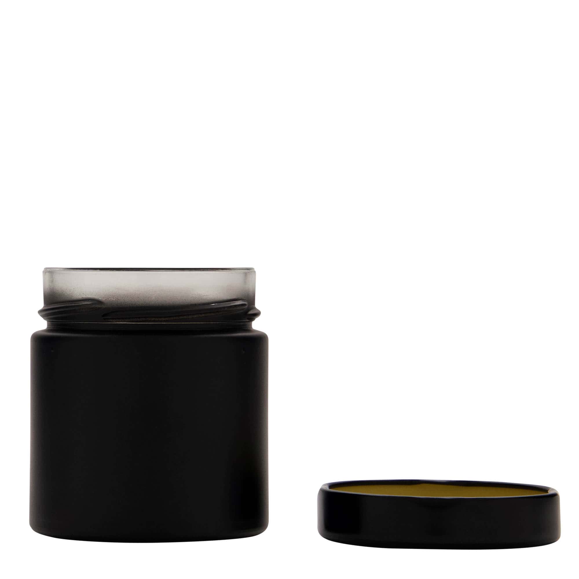 Ronde pot 'Aurora', 212 ml, zwart, monding: deep-twist-off (DTO 66)