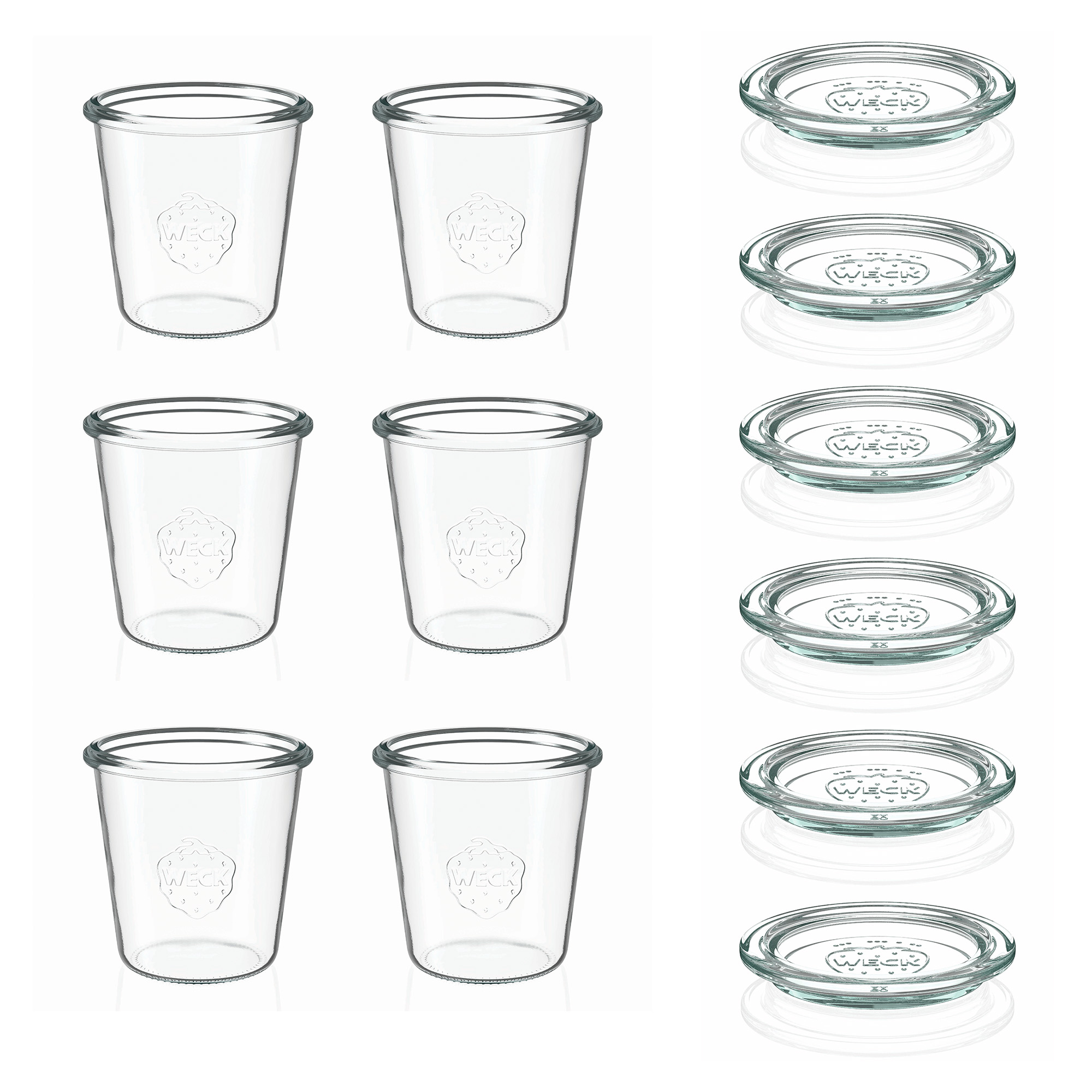 6x 290 ml bocal WECK à renversement haut avec couvercle en verre RR 80