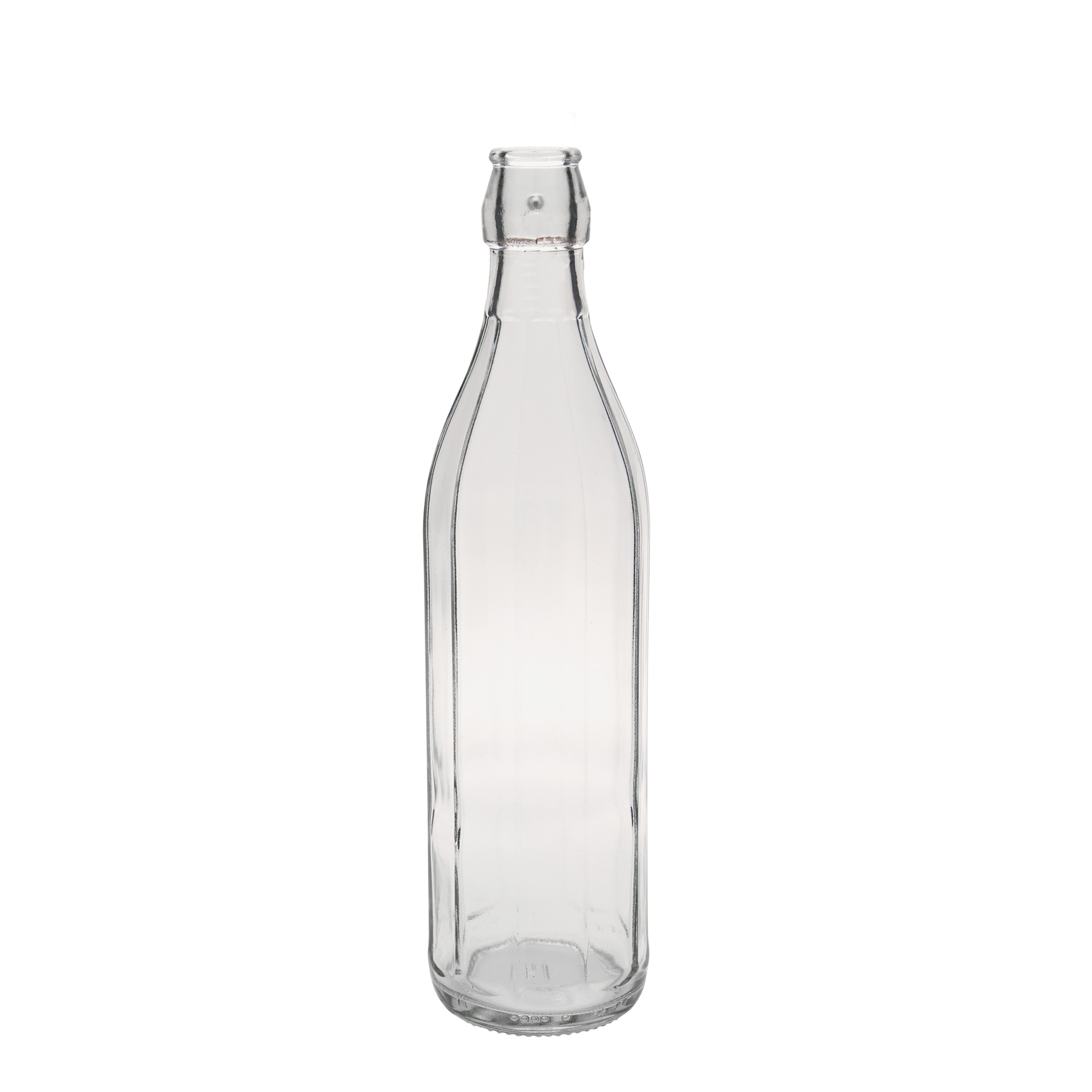 Glazen fles 'Bravo', 750 ml, tienhoekig, monding: beugelsluiting