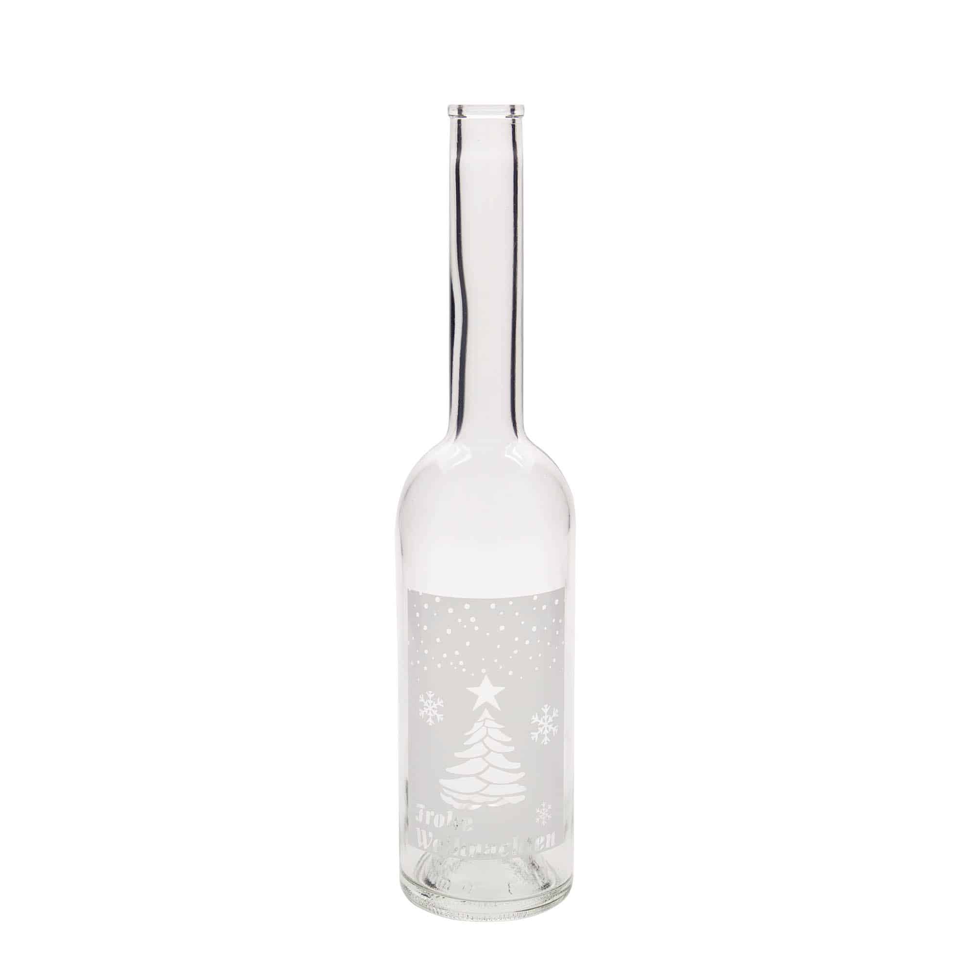 Glazen fles 'Opera', 500 ml, motief: Witte kerst, monding: kurk Glazen fles 'Opera', 500 ml, motief: Witte kerst, monding: kurk