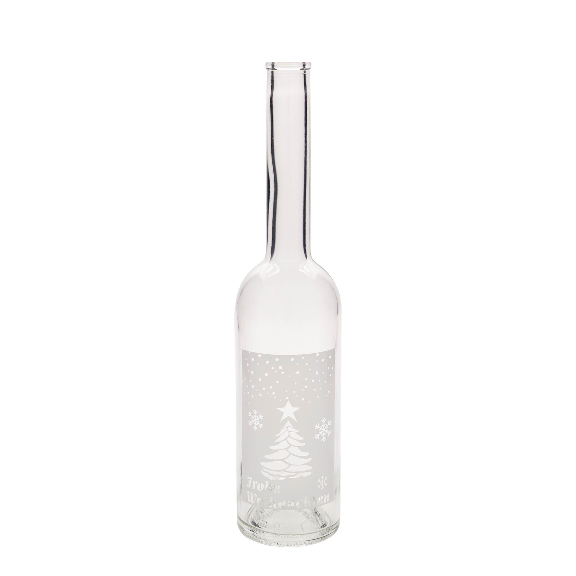 Bouteille en verre 500 ml 'Opera', motif : Noël blanc, bouchage: bouchon