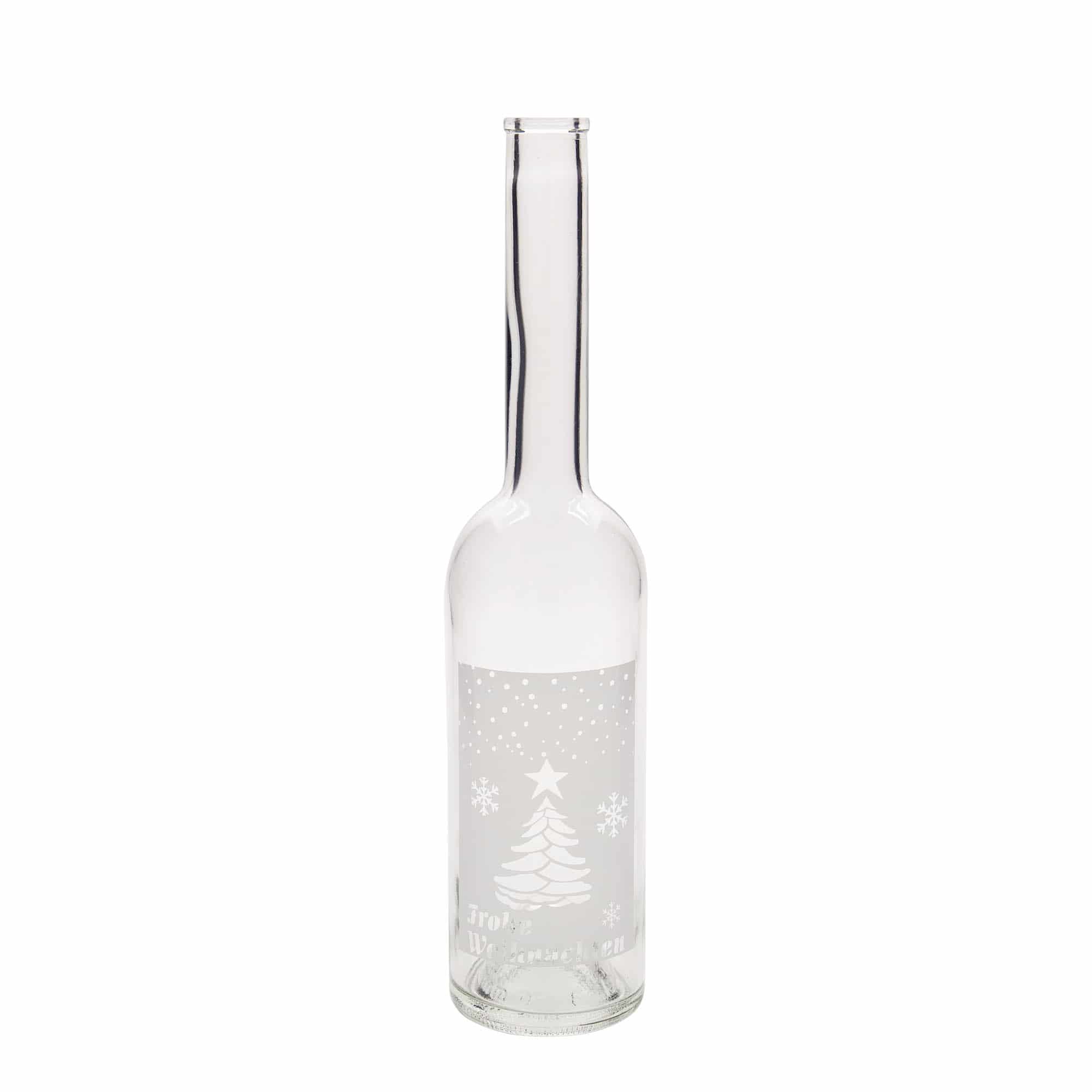 Glazen fles 'Opera', 500 ml, motief: Witte kerst, monding: kurk Glazen fles 'Opera', 500 ml, motief: Witte kerst, monding: kurk