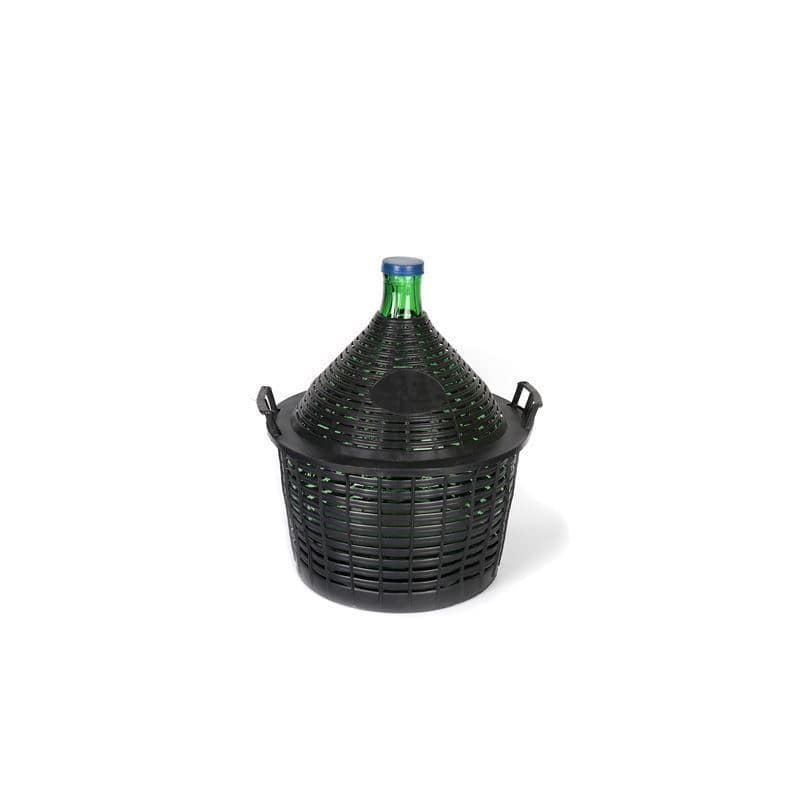 Dame-jeanne 20 l à col étroit, verre, verte, bouchage: couvercle cloche