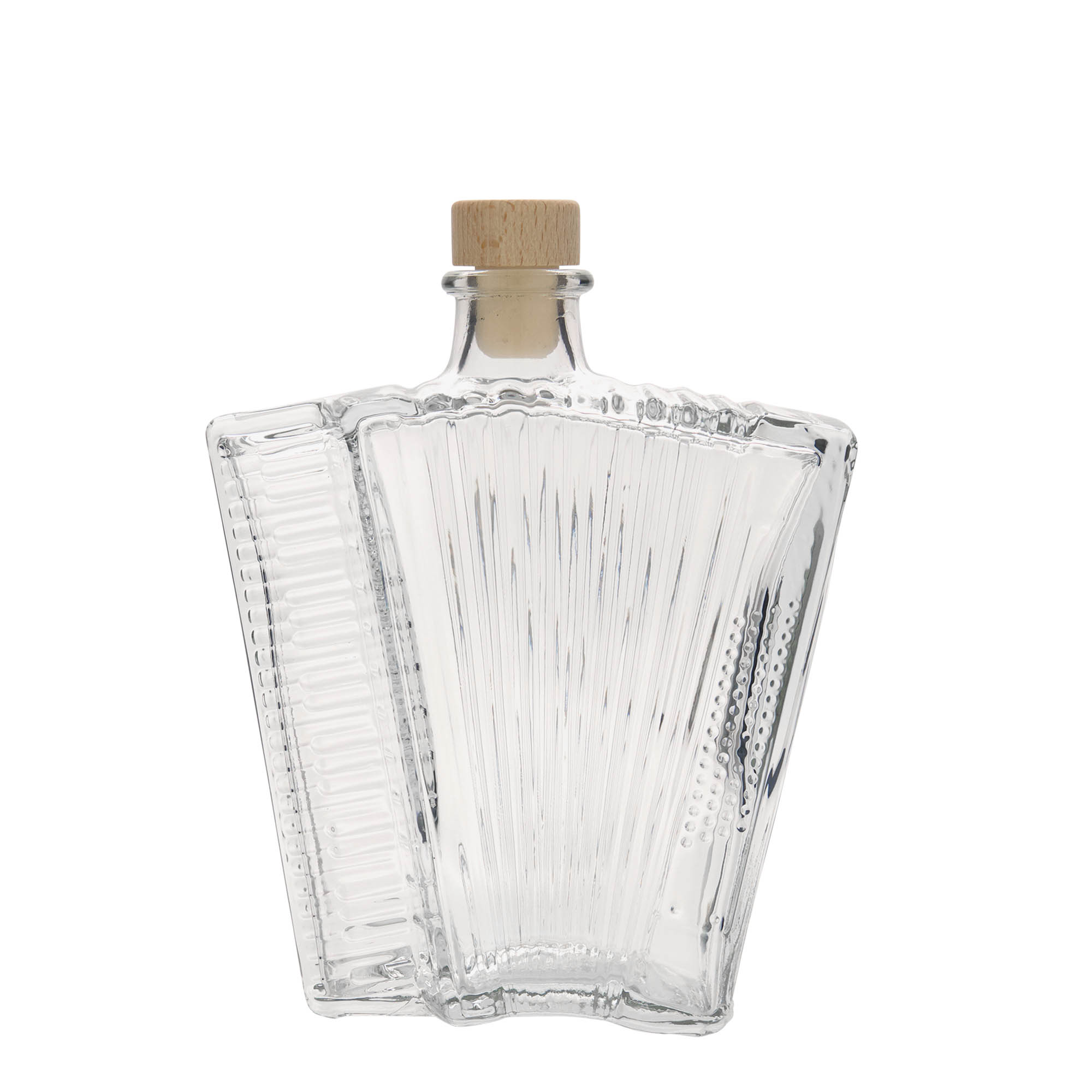 Glazen fles 'Accordeon', 500 ml, monding: kurk Glazen fles 'Accordeon', 500 ml, monding: kurk