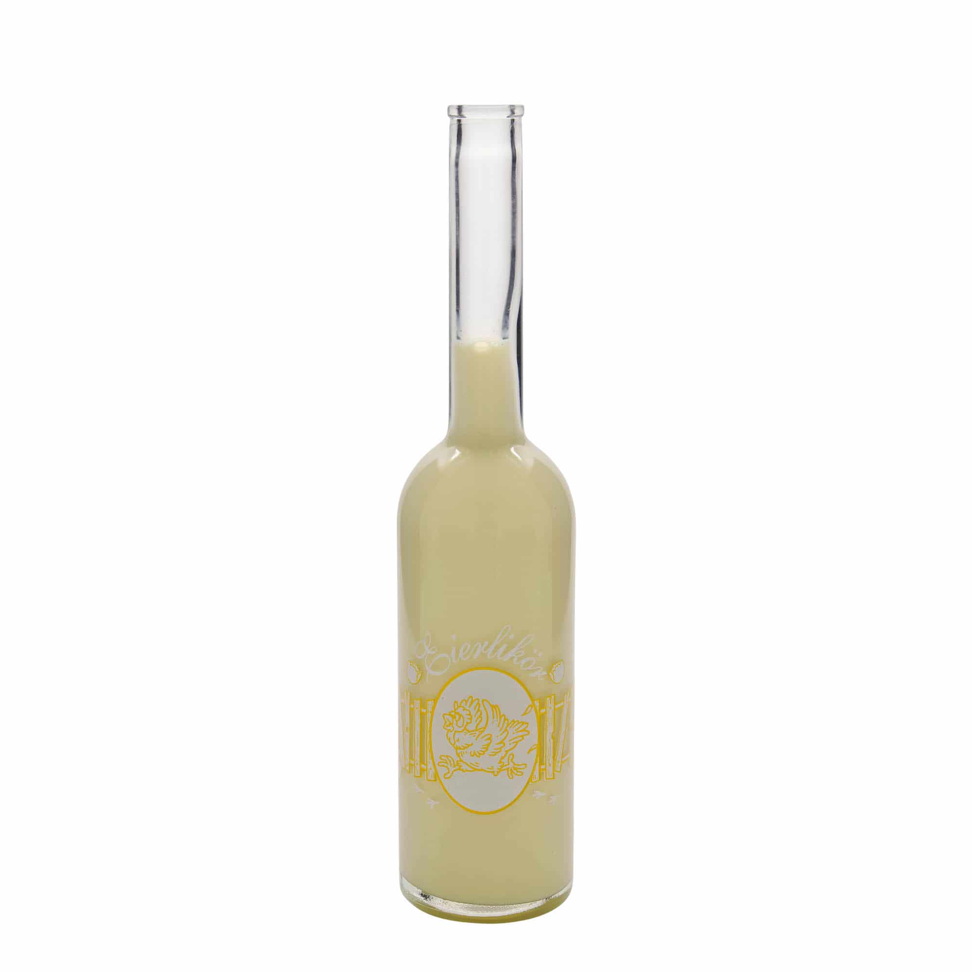 Glazen fles 'Opera', 500 ml, motief: Eierlikeur, monding: kurk