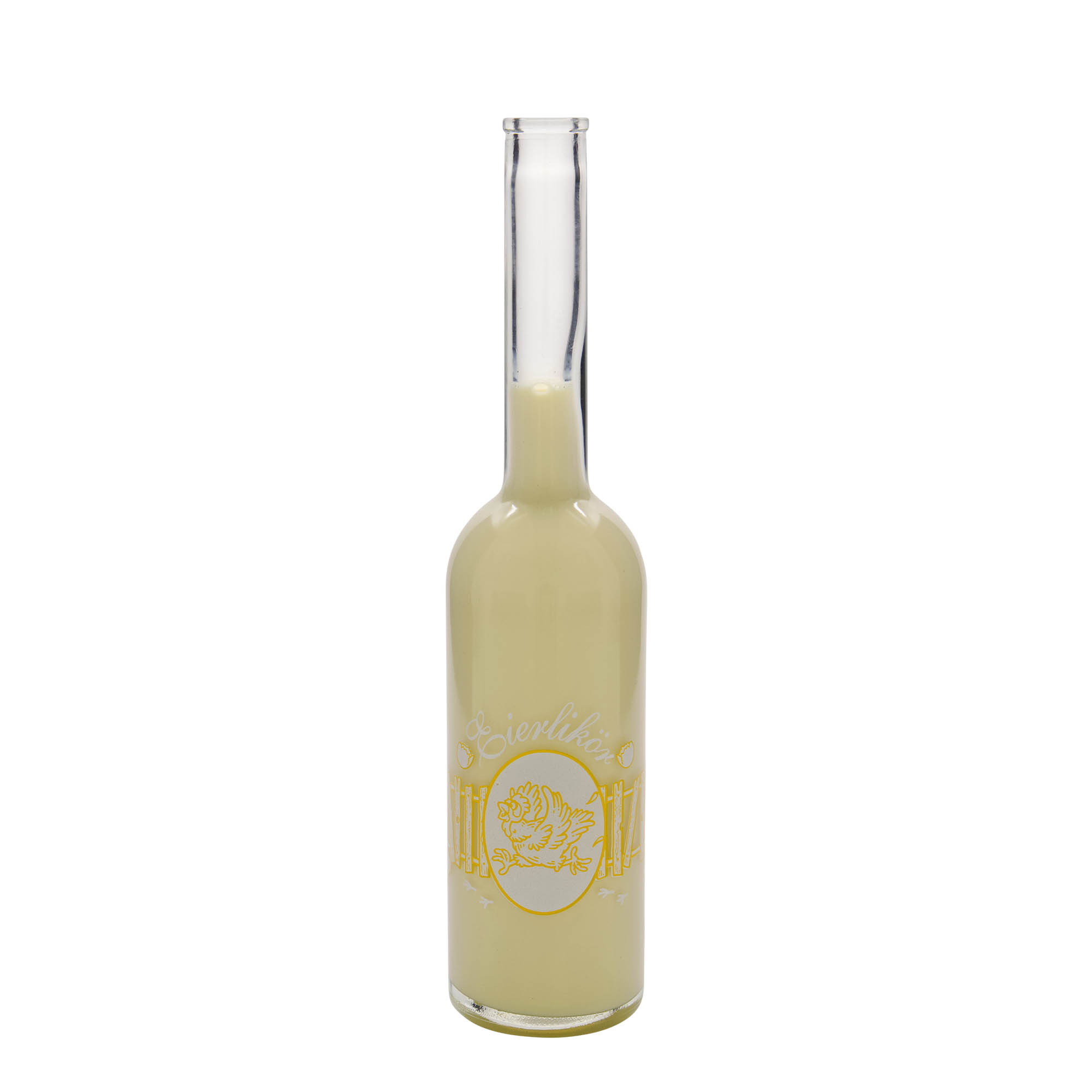 Glazen fles 'Opera', 500 ml, motief: Eierlikeur, monding: kurk Glazen fles 'Opera', 500 ml, motief: Eierlikeur, monding: kurk