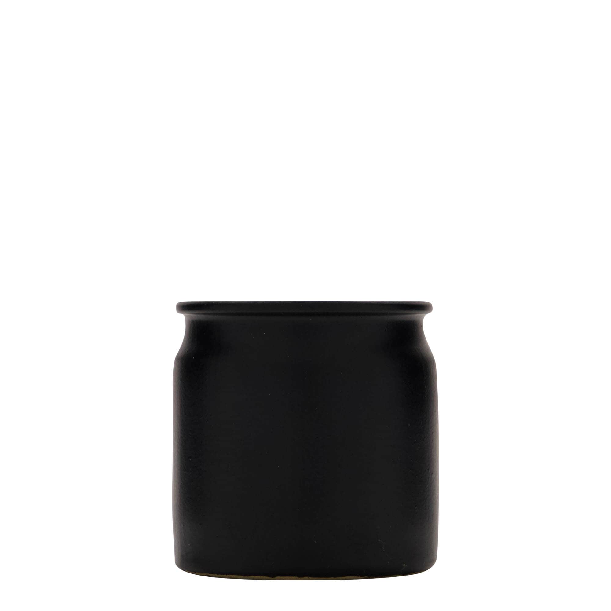 Pot en grès 160 ml, céramique, noir, bouchage: bouchon