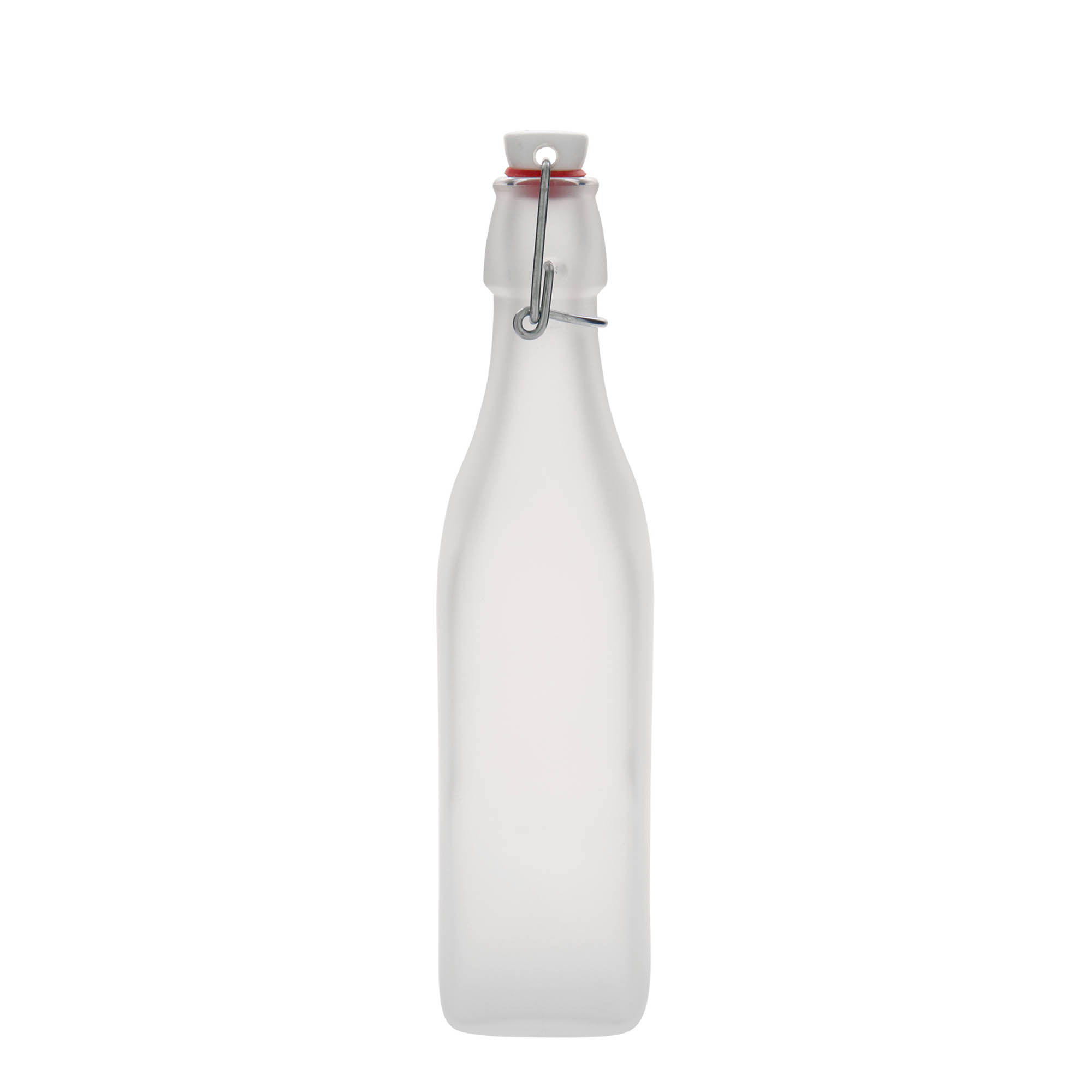 Bouteille en verre 500 ml 'Swing', carrée, blanche, bouchage: bouchon mécanique Bouteille en verre 500 ml 'Swing', carrée, blanche, bouchage: bouchon mécanique