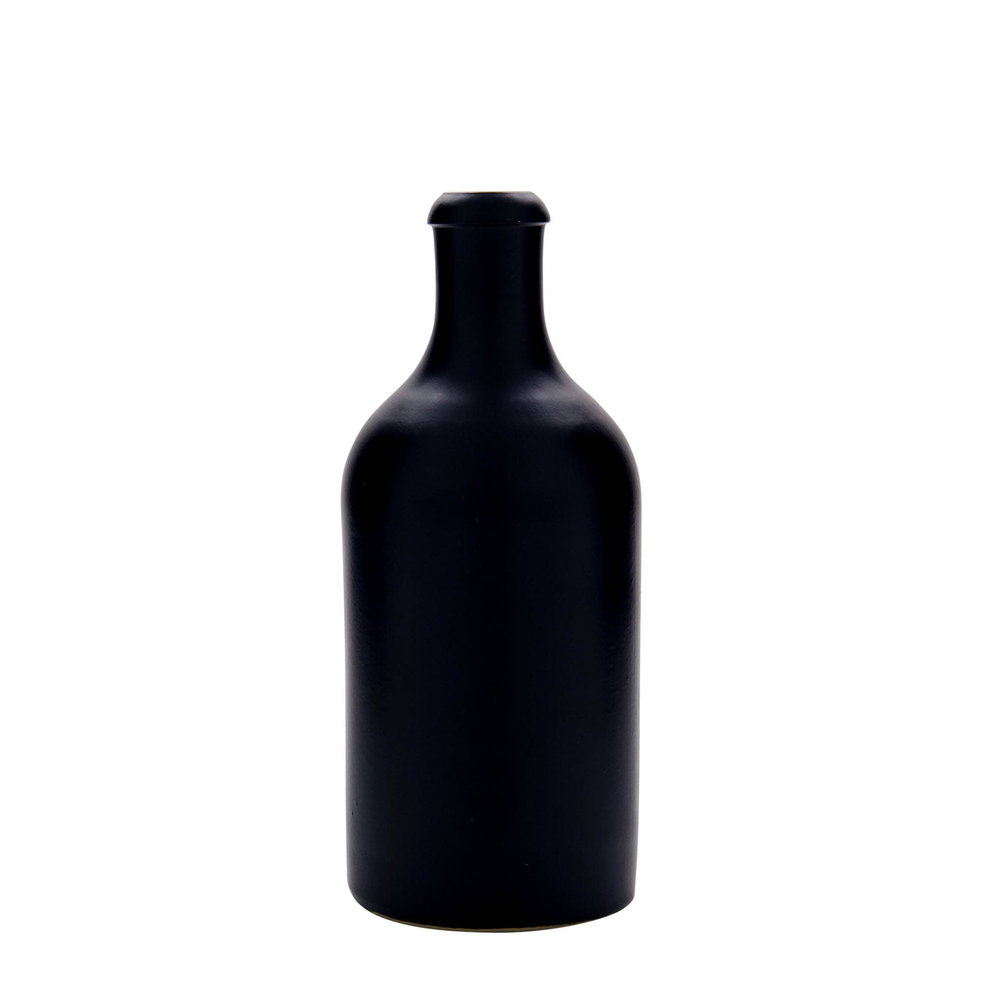 Chope en terre cuite 500 ml, grès, noir, bouchage: bouchon
