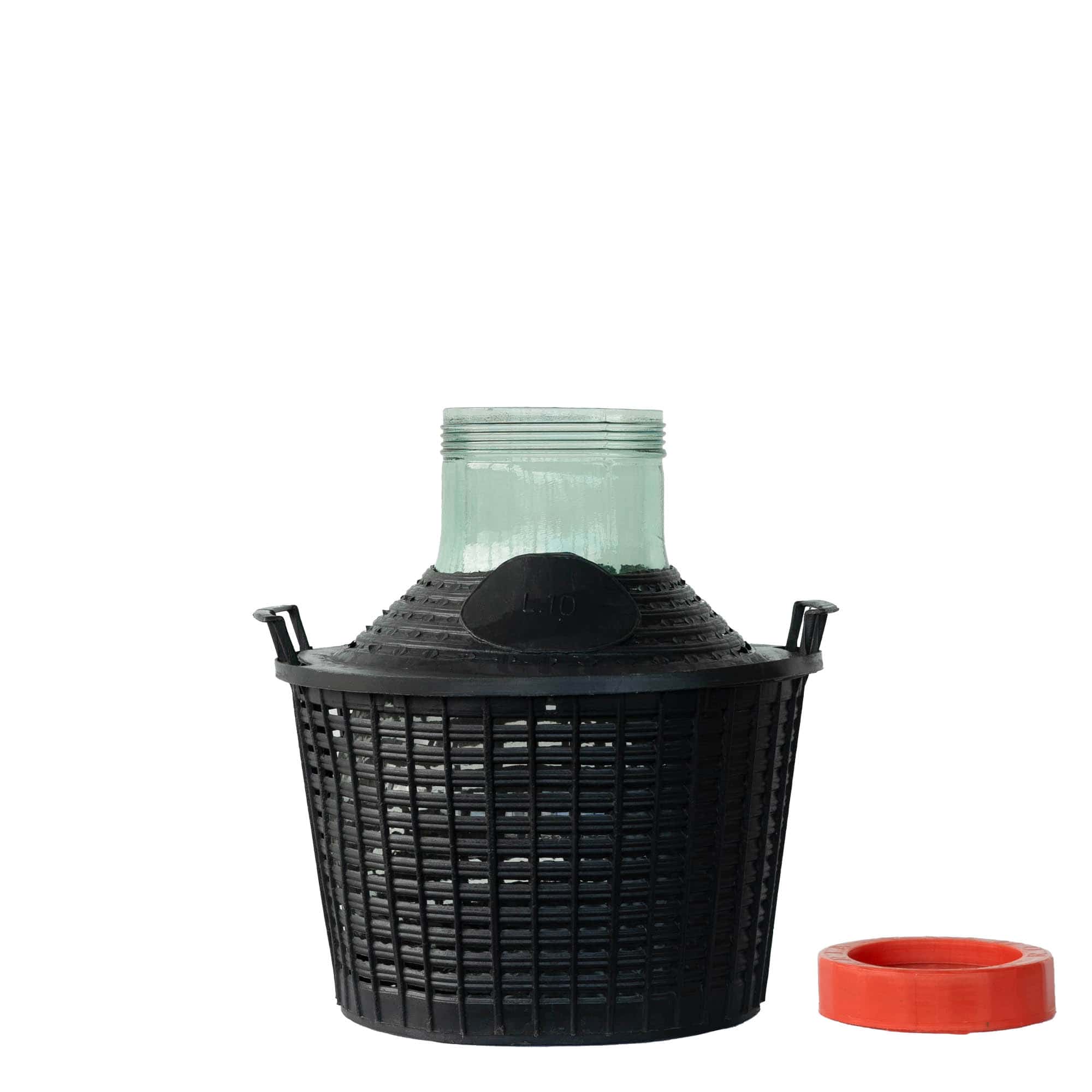 Ballonfles brede hals, 10 l, glas, monding: schroefsluiting