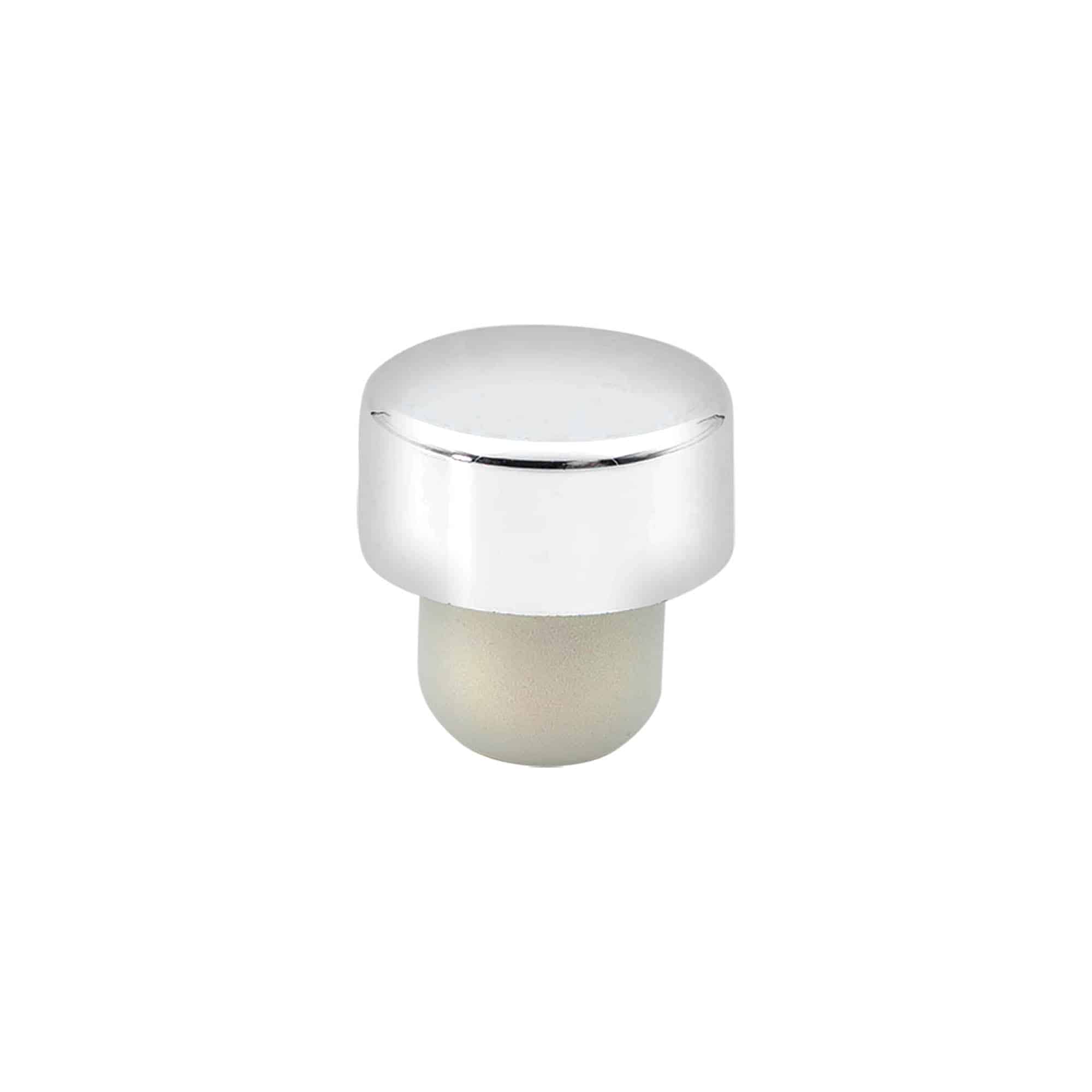Bouchon à poignée 19 mm, plastique, argenté, pour bouchage: bouchon Bouchon à poignée 19 mm, plastique, argenté, pour bouchage: bouchon