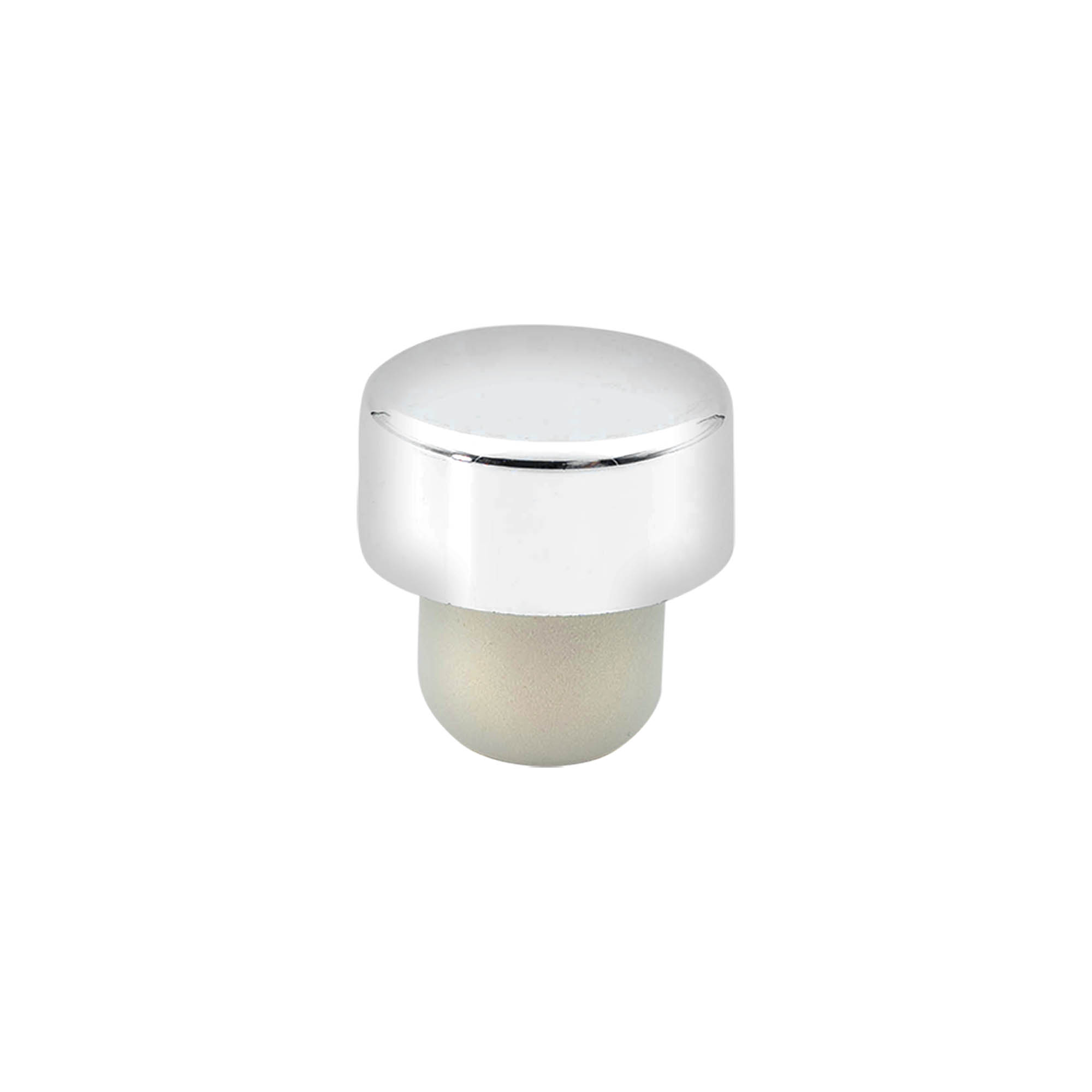 Bouchon à poignée 19 mm, plastique, argenté, pour bouchage: bouchon Bouchon à poignée 19 mm, plastique, argenté, pour bouchage: bouchon