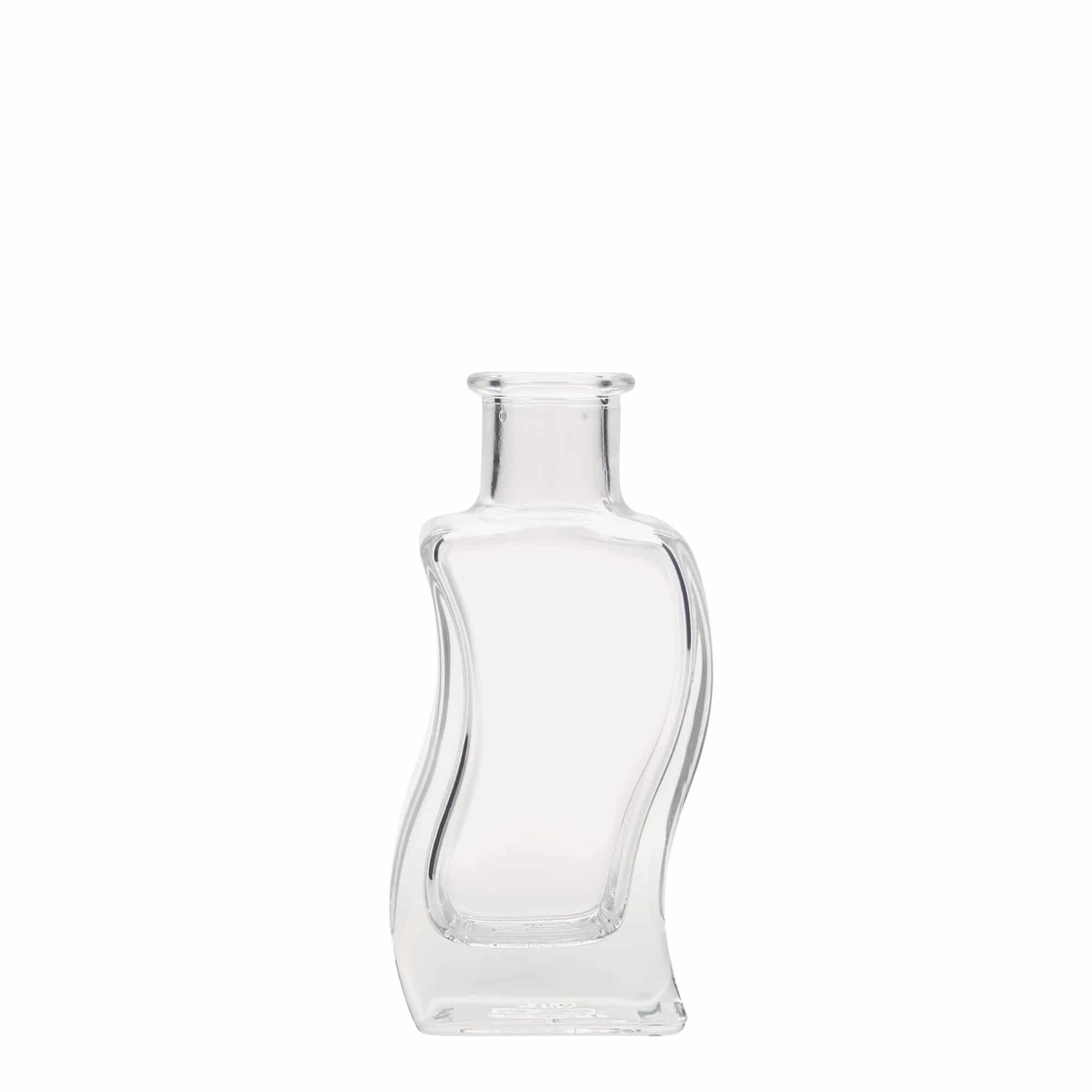 Bouteille en verre 100 ml 'Vague', carrée, bouchage: bouchon